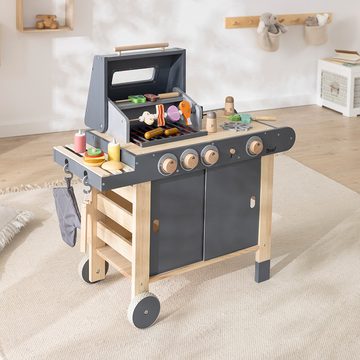 howa Kinder-Grill Maxi, Kinder BBQ Grill aus Holz mit 25 tlg. Zubehör