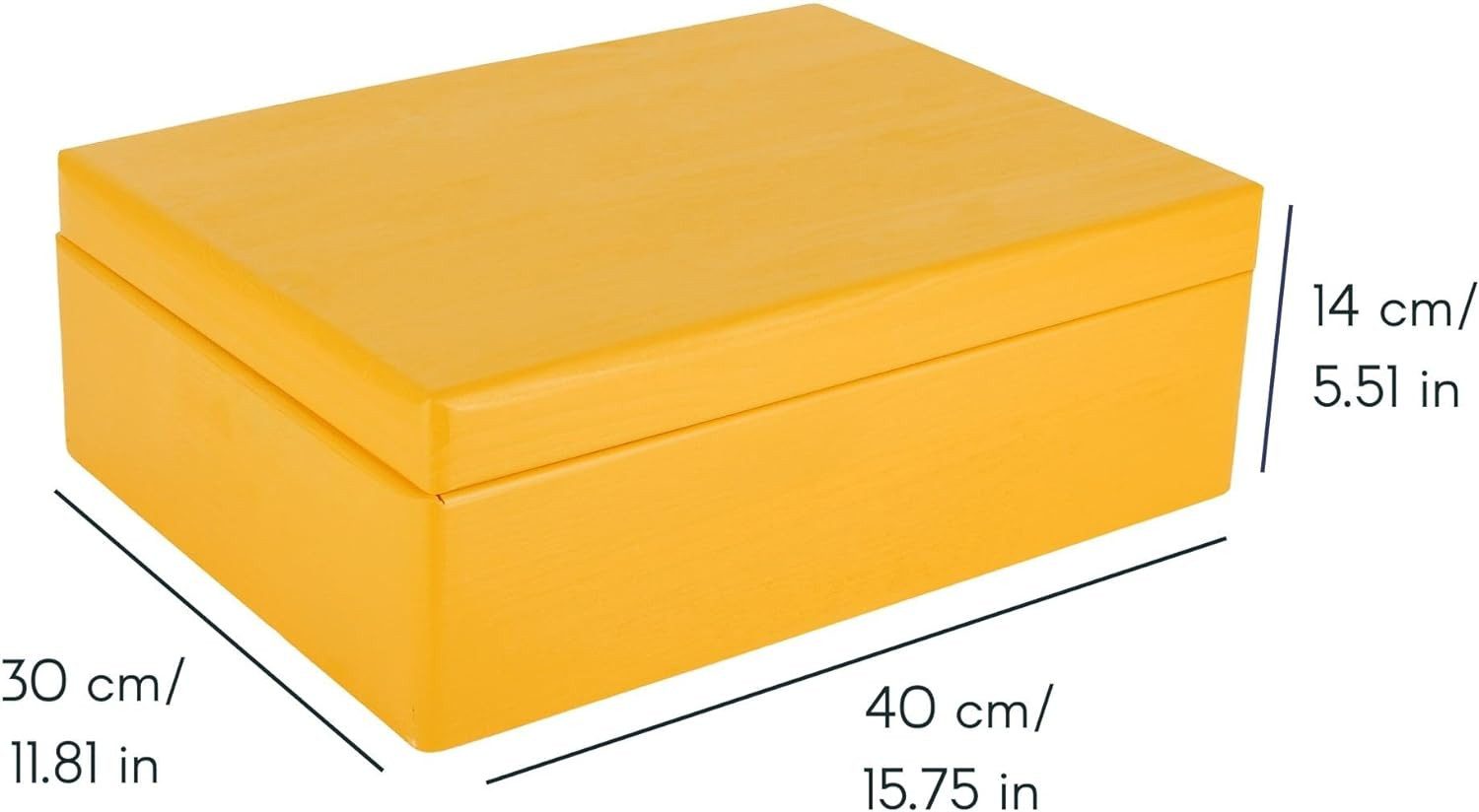 Creative Deco Holzkiste XL Große Holzkiste mit Deckel, 40x30x14 cm, Erinnerungsbox Baby, abgerundete Kanten