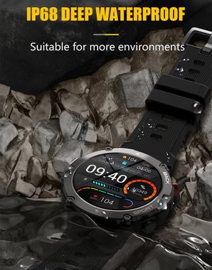 autolock Robuste Smart Watch Herren Sport Fitness Tracker Bluetooth Call Smartwatch, 40 Tage Batterie Fitnessuhr Wasserdicht für Android/IOS Outdoor