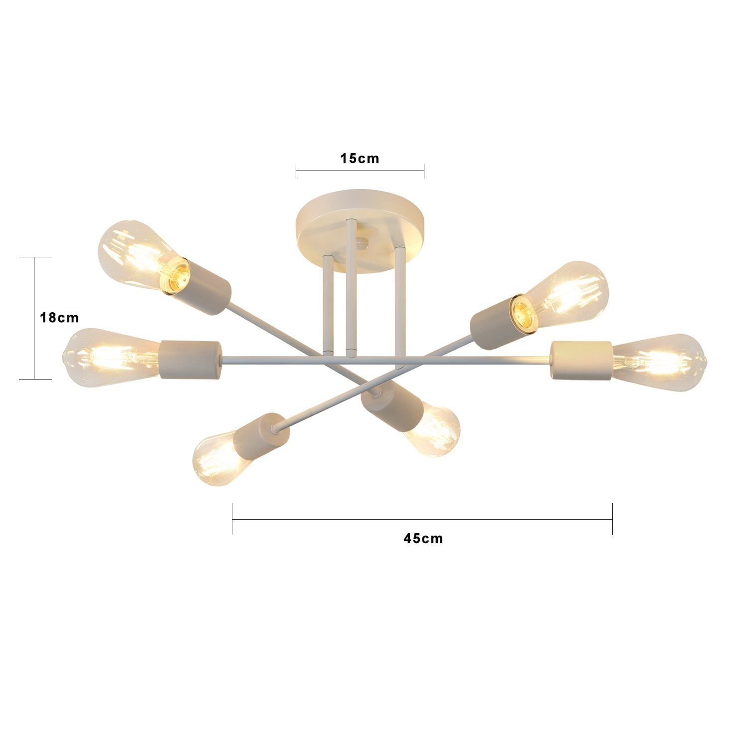 Flammig, Retro Nettlife 6 Deckenlampe Deckenleuchten E27 Fassung Vintage LED wechselbar,