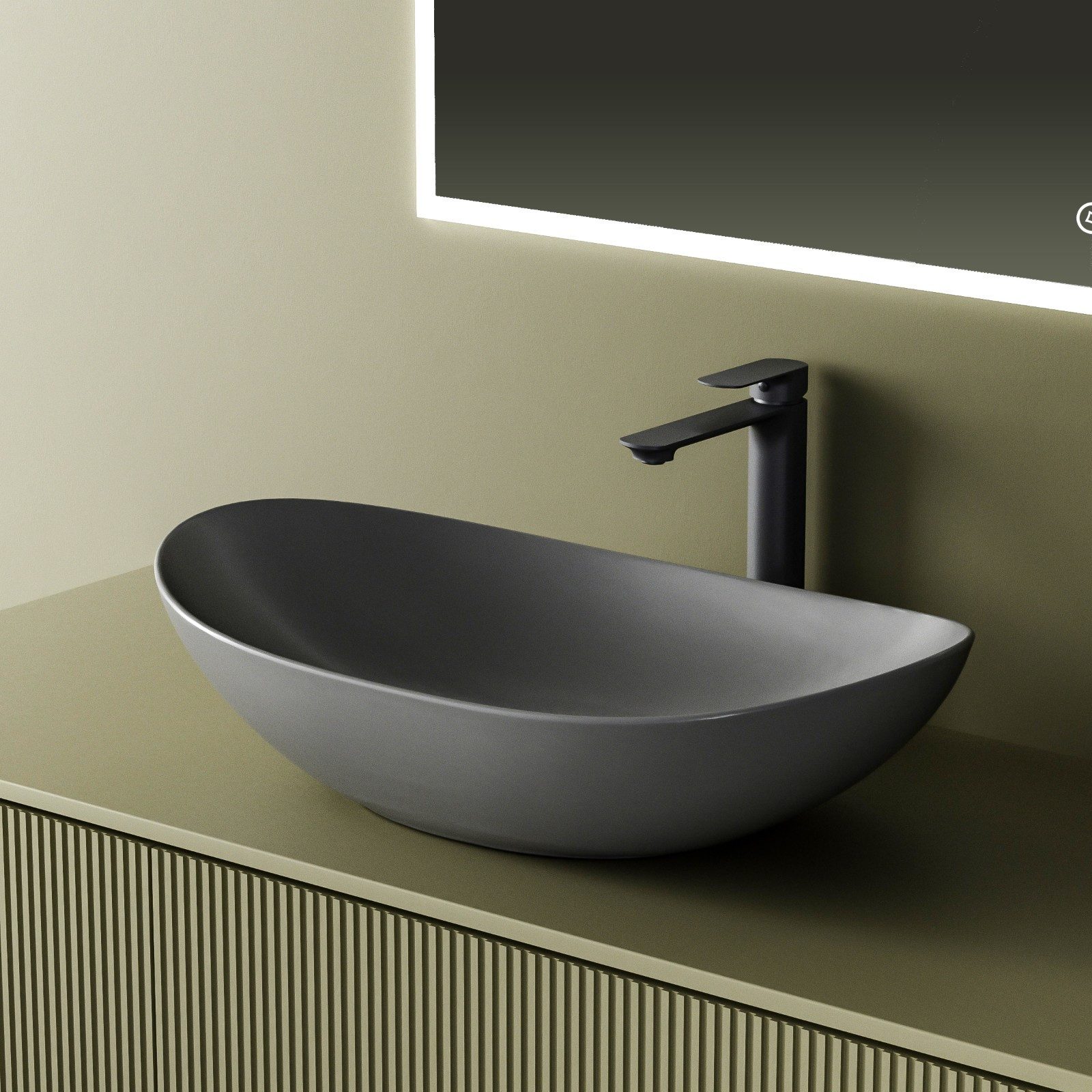 EMKE Aufsatzwaschbecken Waschbecken Oval mit Nano günstig online kaufen