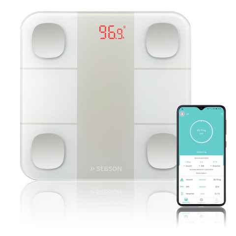 SEBSON Körper-Analyse-Waage Personenwaage mit App digital Bluetooth bis 180kg - Körperfettwaage, Körperanalyse (13 Körperwerte)