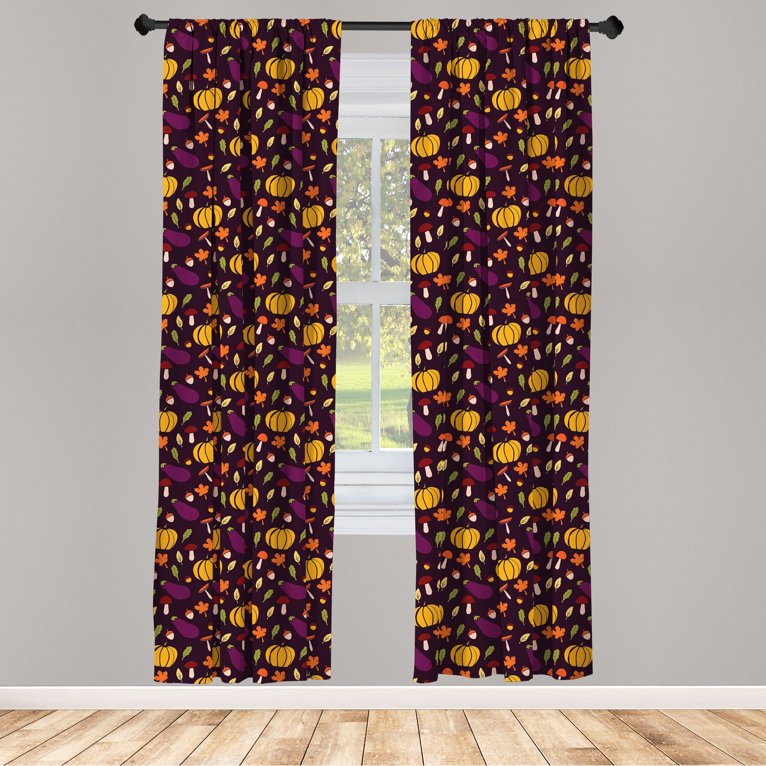Gardine Vorhang für Wohnzimmer Schlafzimmer Dekor, Abakuhaus, Microfaser, Herbst Pilz-Gemüse der Saison