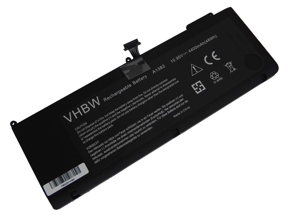 vhbw kompatibel mit Apple Macbook Pro Unibody 15" A1286 (2011) Laptop-Akku Li-Polymer 4400 mAh (10,95 V)