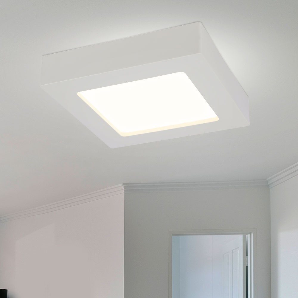 LED quadratisch etc-shop Warmweiß, Deckenleuchte Wohnzimmerlampe LED Deckenleuchte, verbaut, weiß fest Aufbaupanel LED-Leuchtmittel