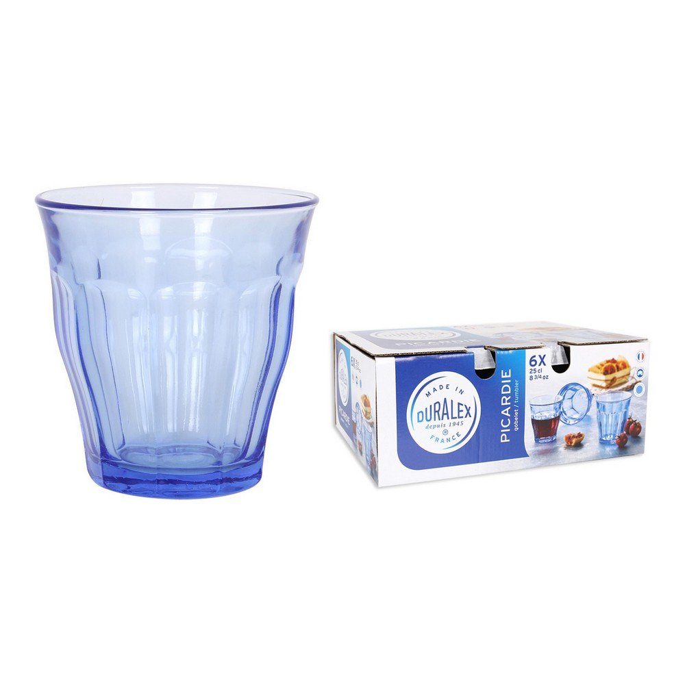 Duralex Glas Gläserset Duralex Picardie Glas Blau 6 Stück 25 cl, Glas