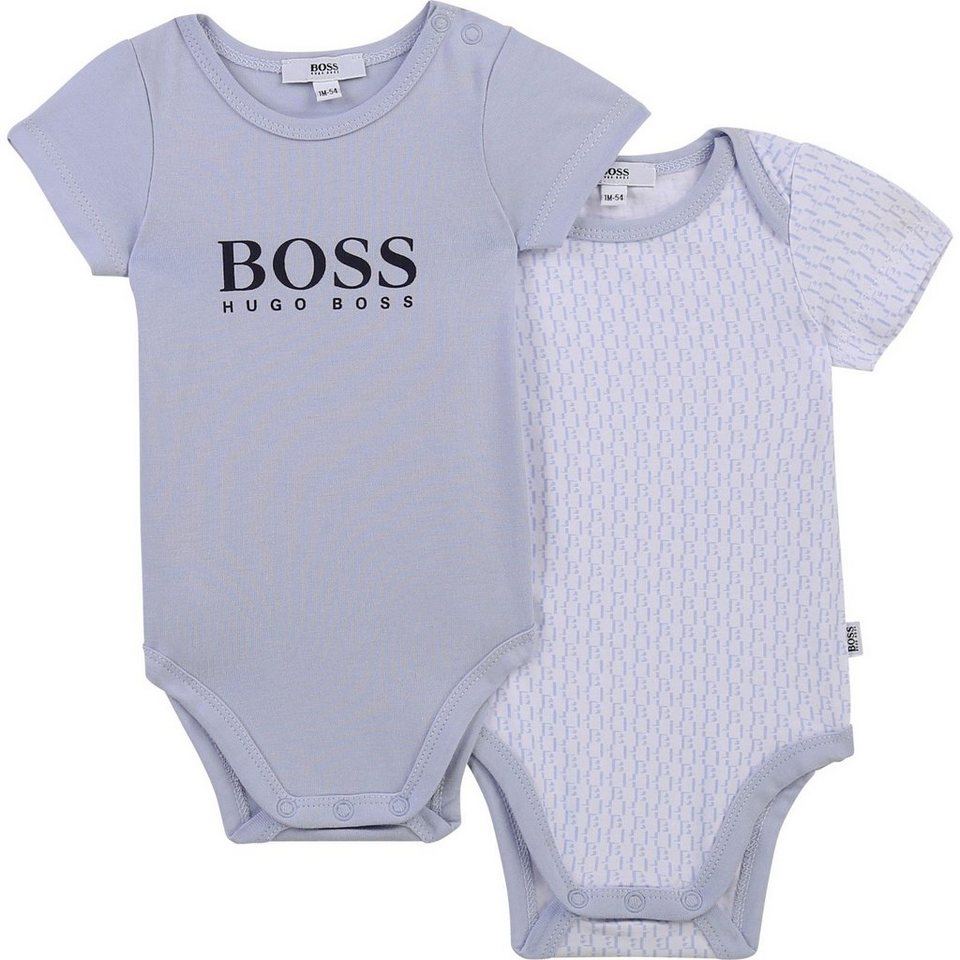 Bodyset Kurzarmwickelbody hellblau zweiteilig Baby Logo HUGO BOSS BOSS mit Details