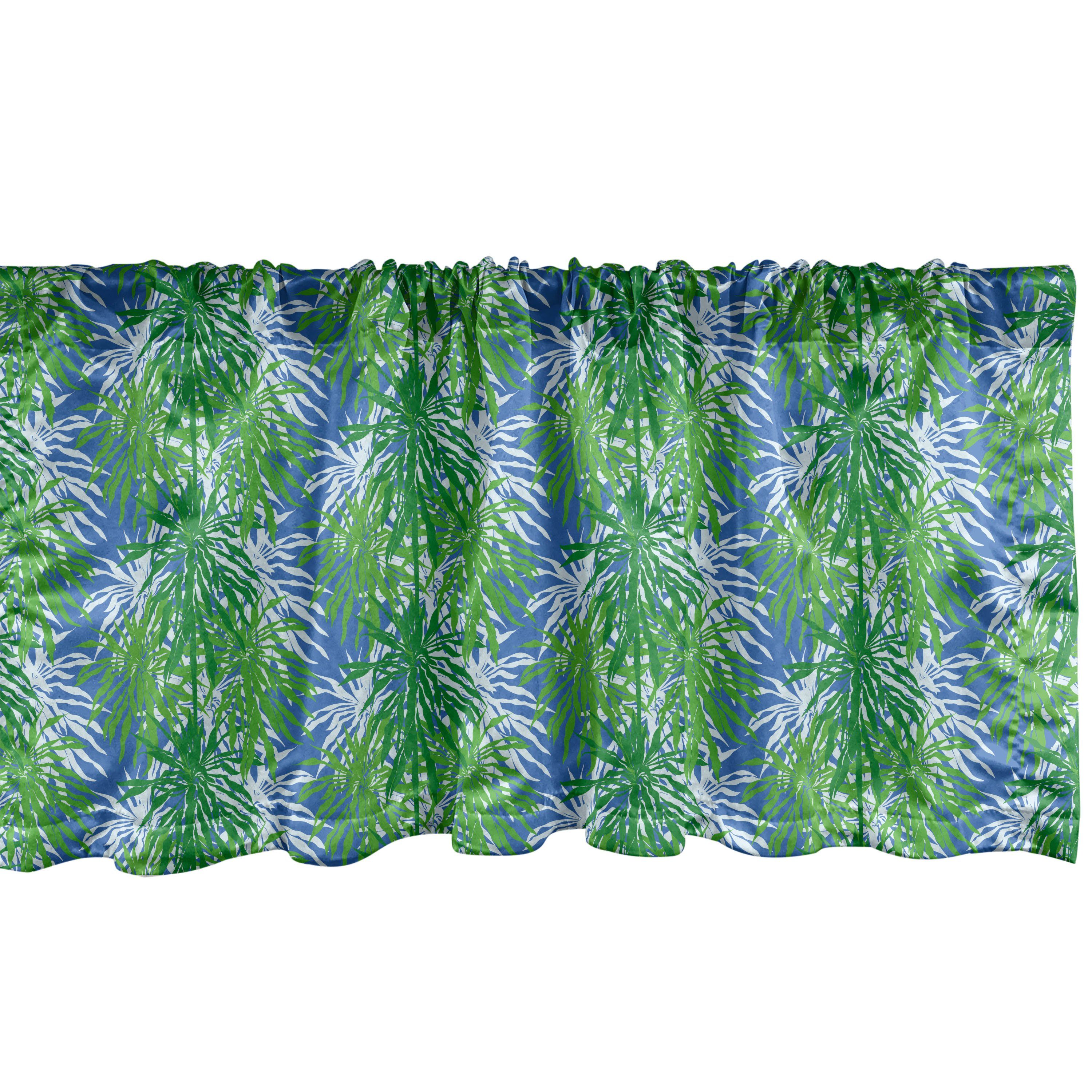 Scheibengardine Vorhang Volant für Küche Schlafzimmer Dekor mit Stangentasche, Abakuhaus, Microfaser, Tropisch Blätter Algen Meer Pflanzen