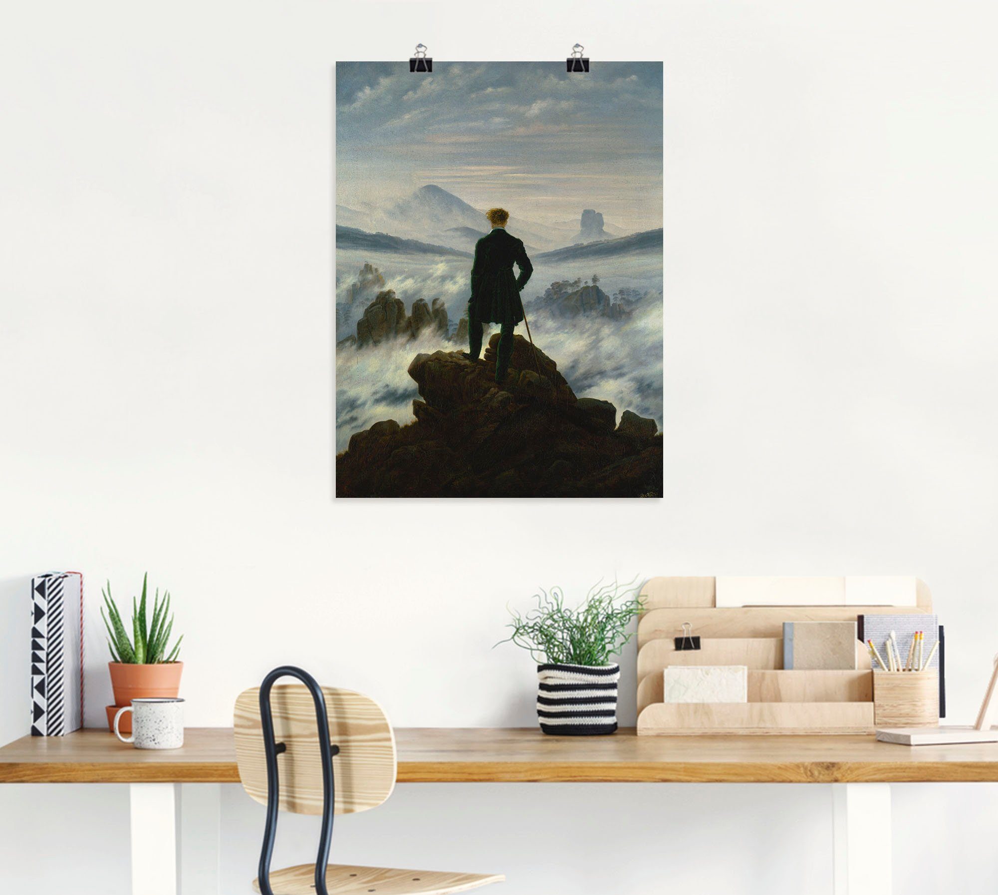 Größen in 1818, oder Wandbild Um Mann Wanderer versch. Wandaufkleber Poster St), als Nebelmeer. (1 Leinwandbild, Der dem über Artland