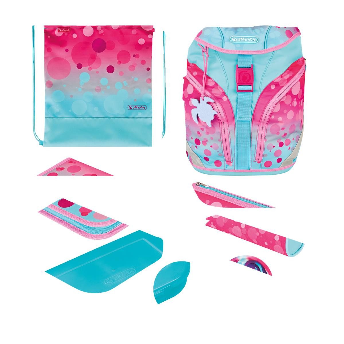 Herlitz Schulranzen herlitz Grundschulrucksack SoftLight Plus - GREENline Pink Bubbles