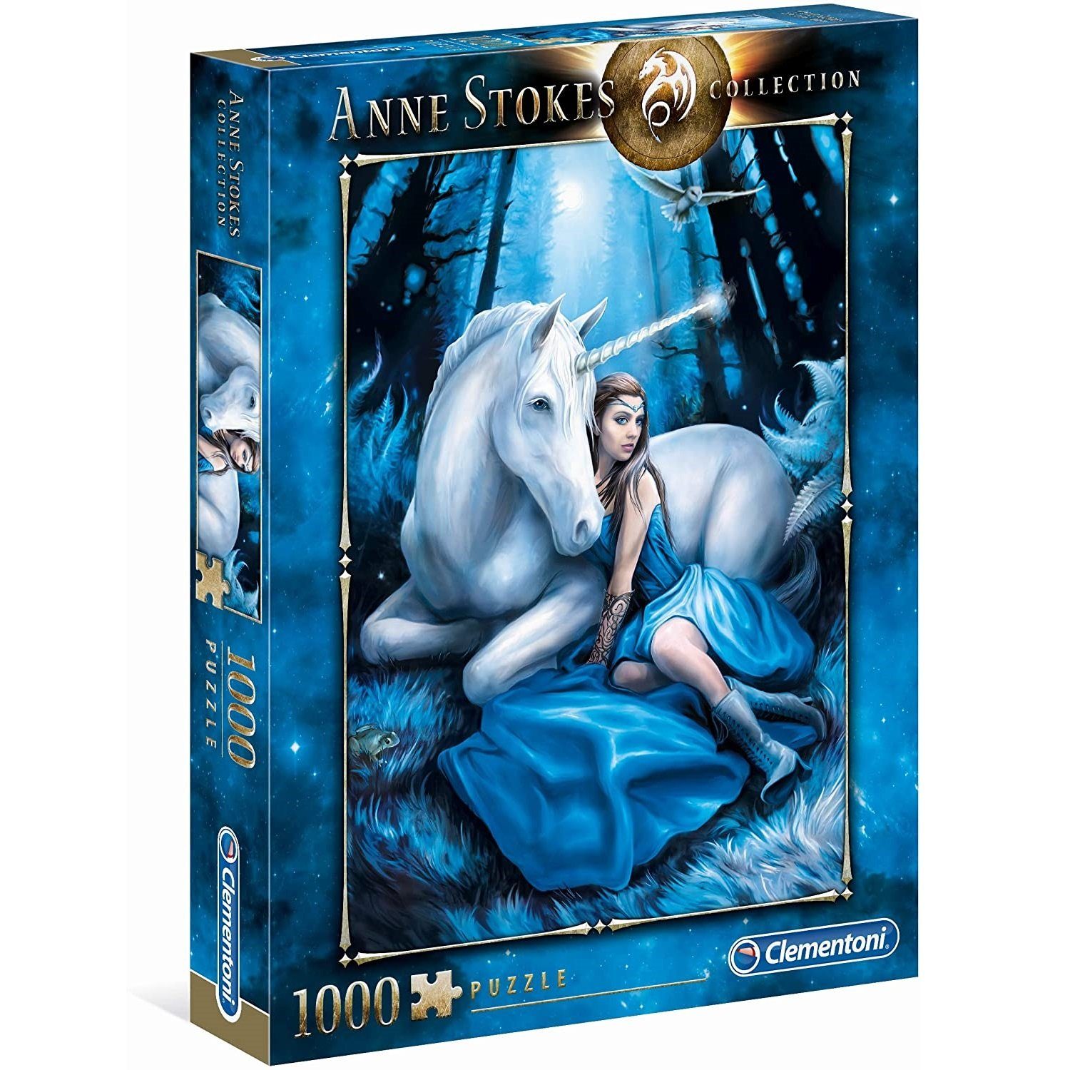 Clementoni® Puzzle 1000 Blue - Anne Stokes: Moon, Teile, 1000 Puzzleteile Clementoni
