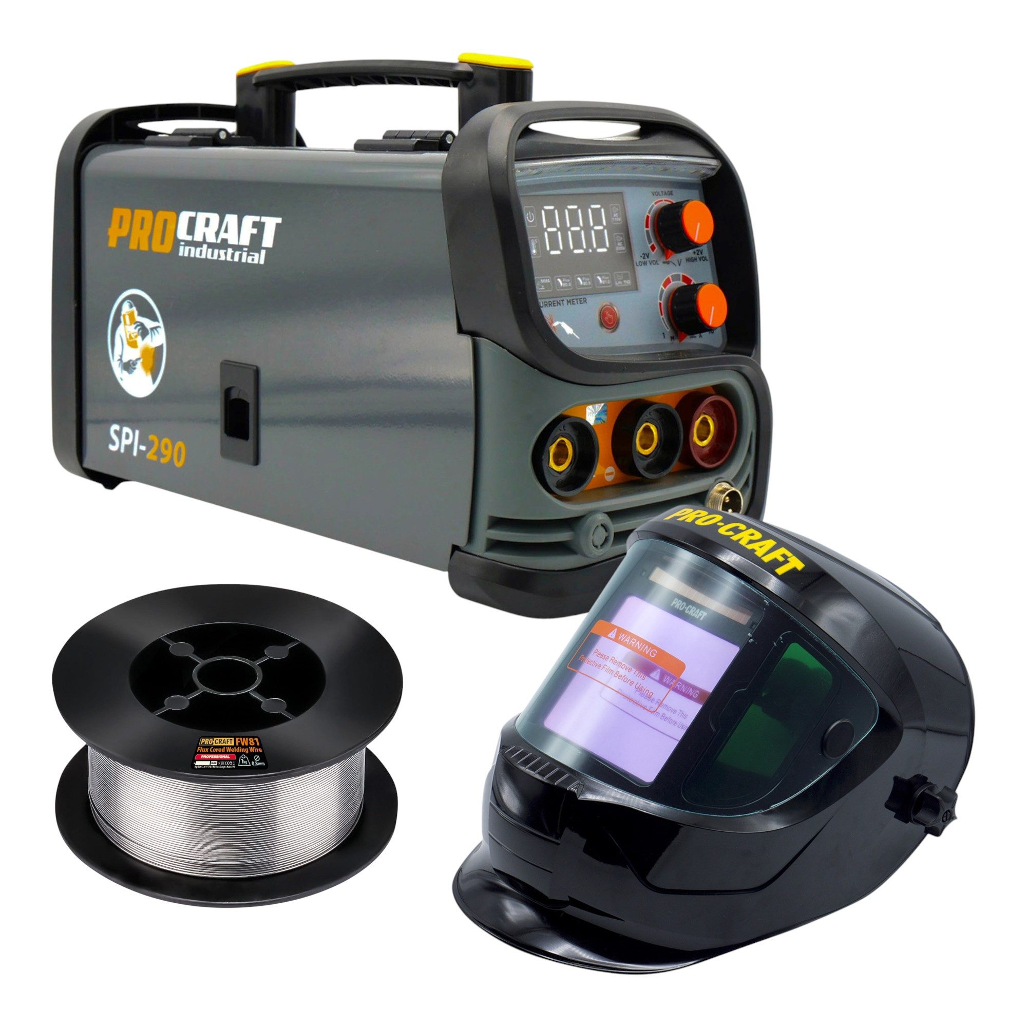 PROCRAFT industrial Elektroschweißgerät SPI-290 Kombi Inverter Schweißgerät 3,8 kW Co Flux MMA TIG Lift