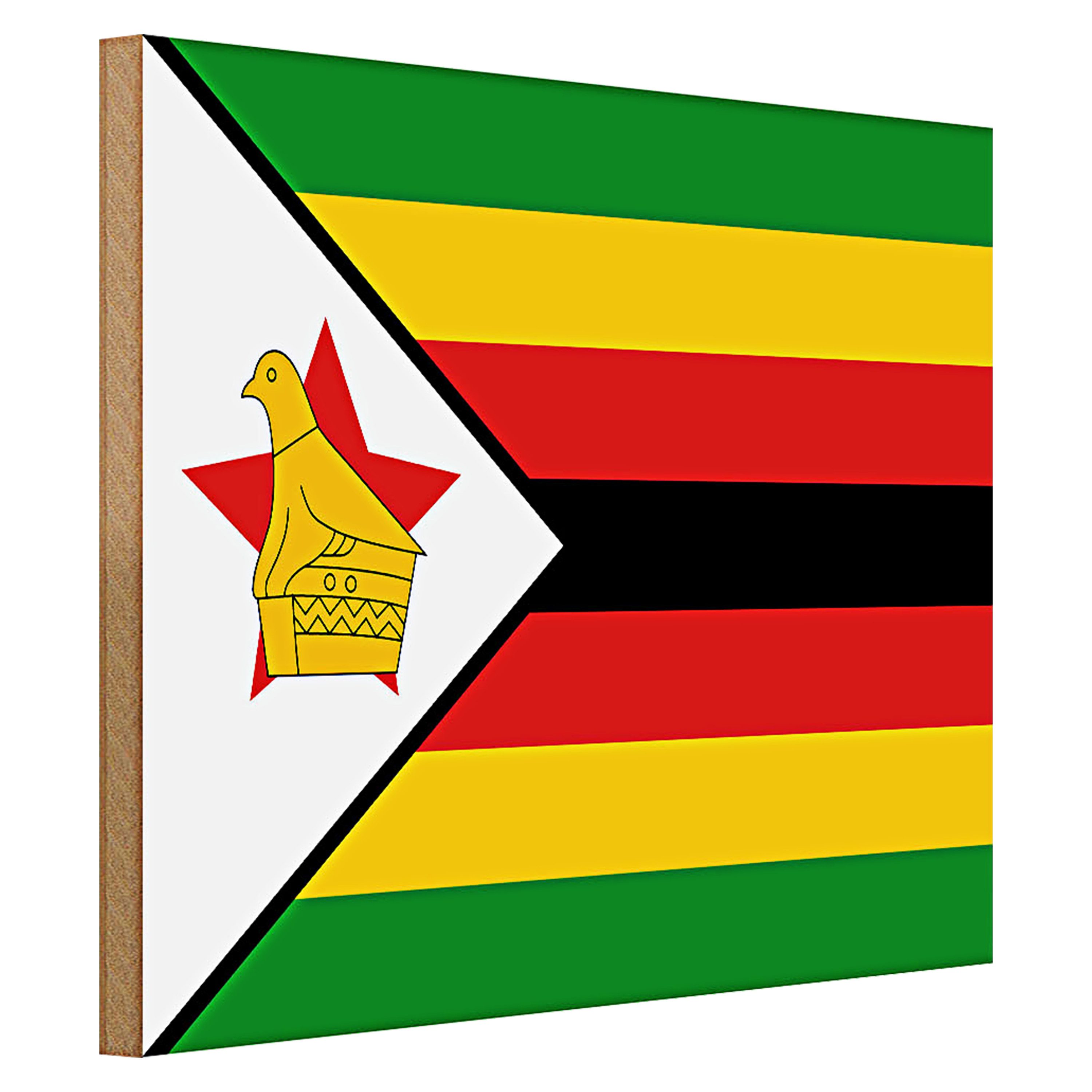 Roomando Holzbild Flagge Simbabwe 40x30cm Flag of Zimbabwe