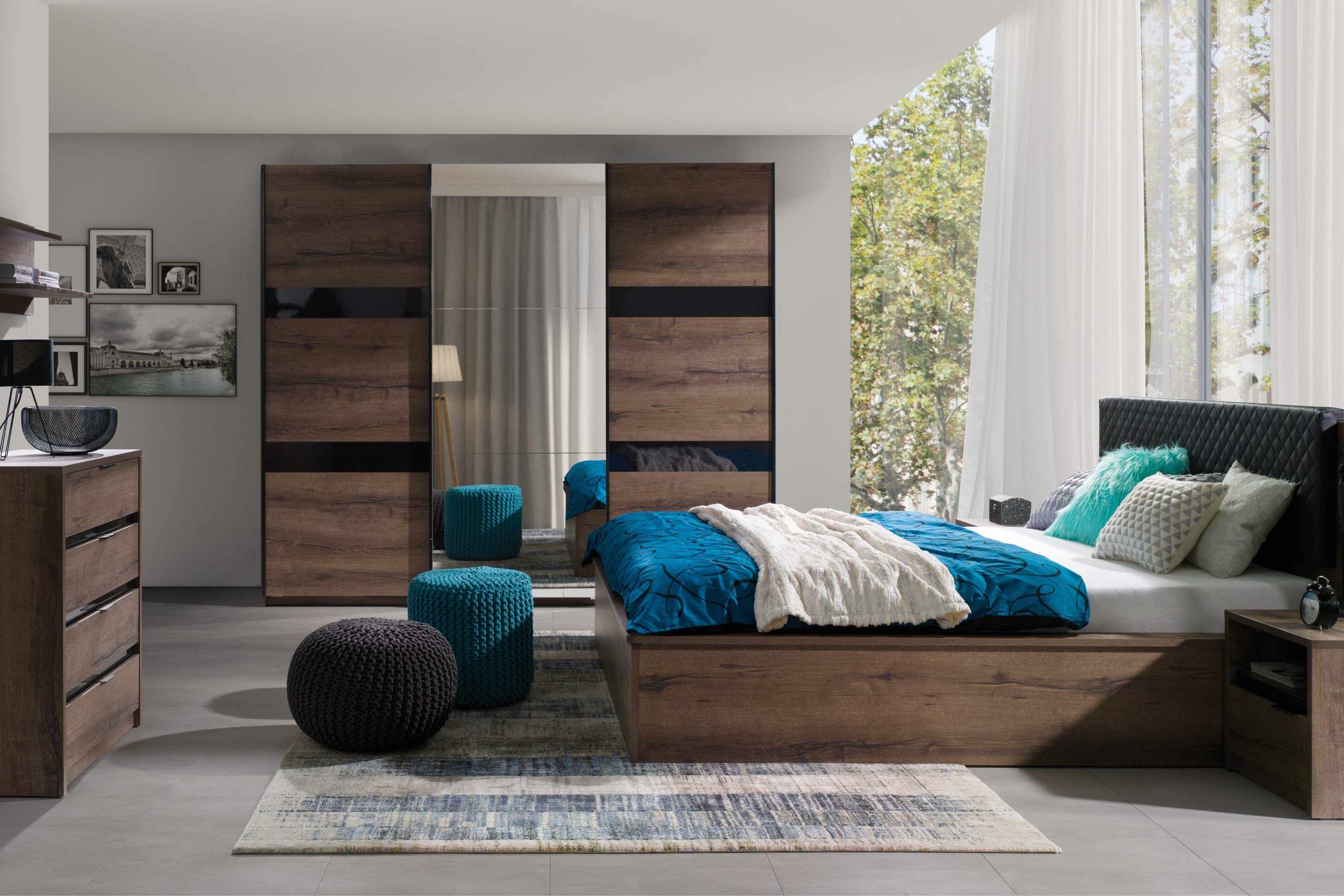 KONSIMO® Schiebetürenschrank MERO Kleiderschrank mit Einlegeböden, günstig online kaufen