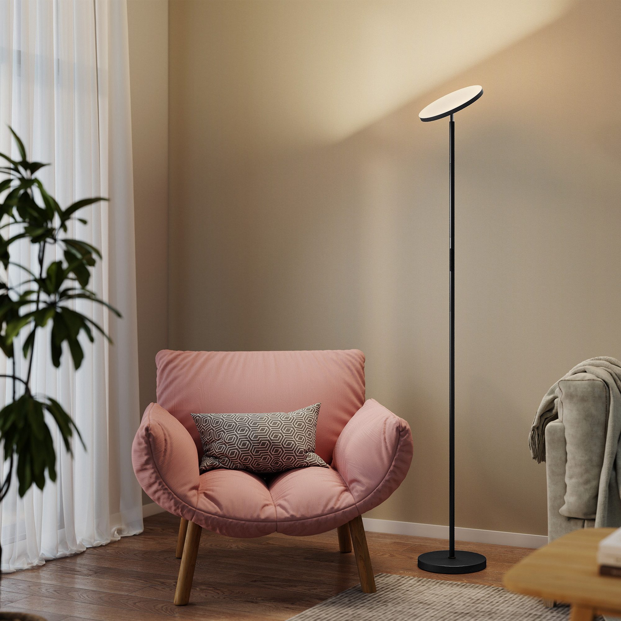 HOMCOM Stehlampe RGB dimmbare Uplighter Lampe, Dimmfunktion, LED fest integriert, Farbwechsler, Warmweiß, Kaltweiß, Neutralweiß, Deckenfluter, dimmbar, RGB