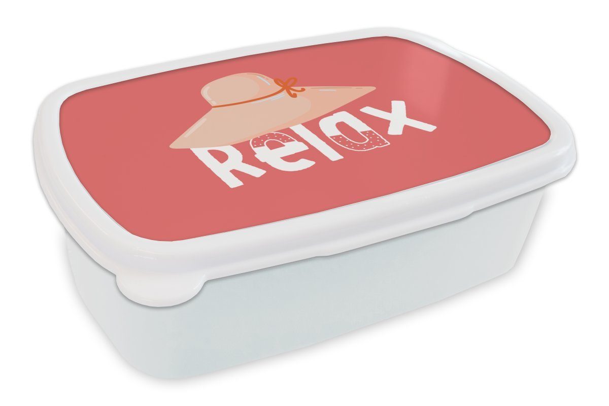 MuchoWow Lunchbox Hut - Weiß - Sommer, Kunststoff, (2-tlg), Brotbox für Kinder und Erwachsene, Brotdose, für Jungs und Mädchen