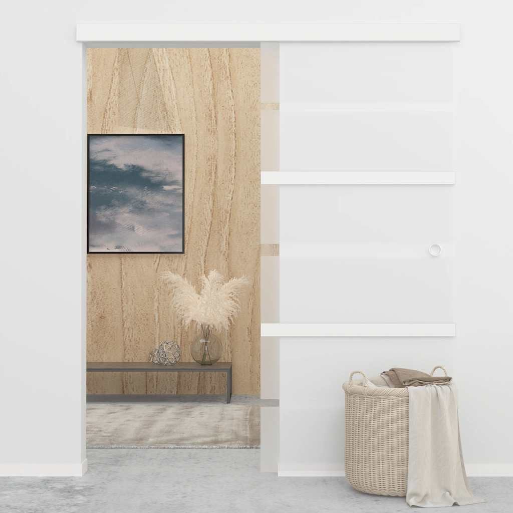 vidaXL Schiebetür Schiebetür ESG-Glas und Aluminium 90x205 cm Silbern (1-St)