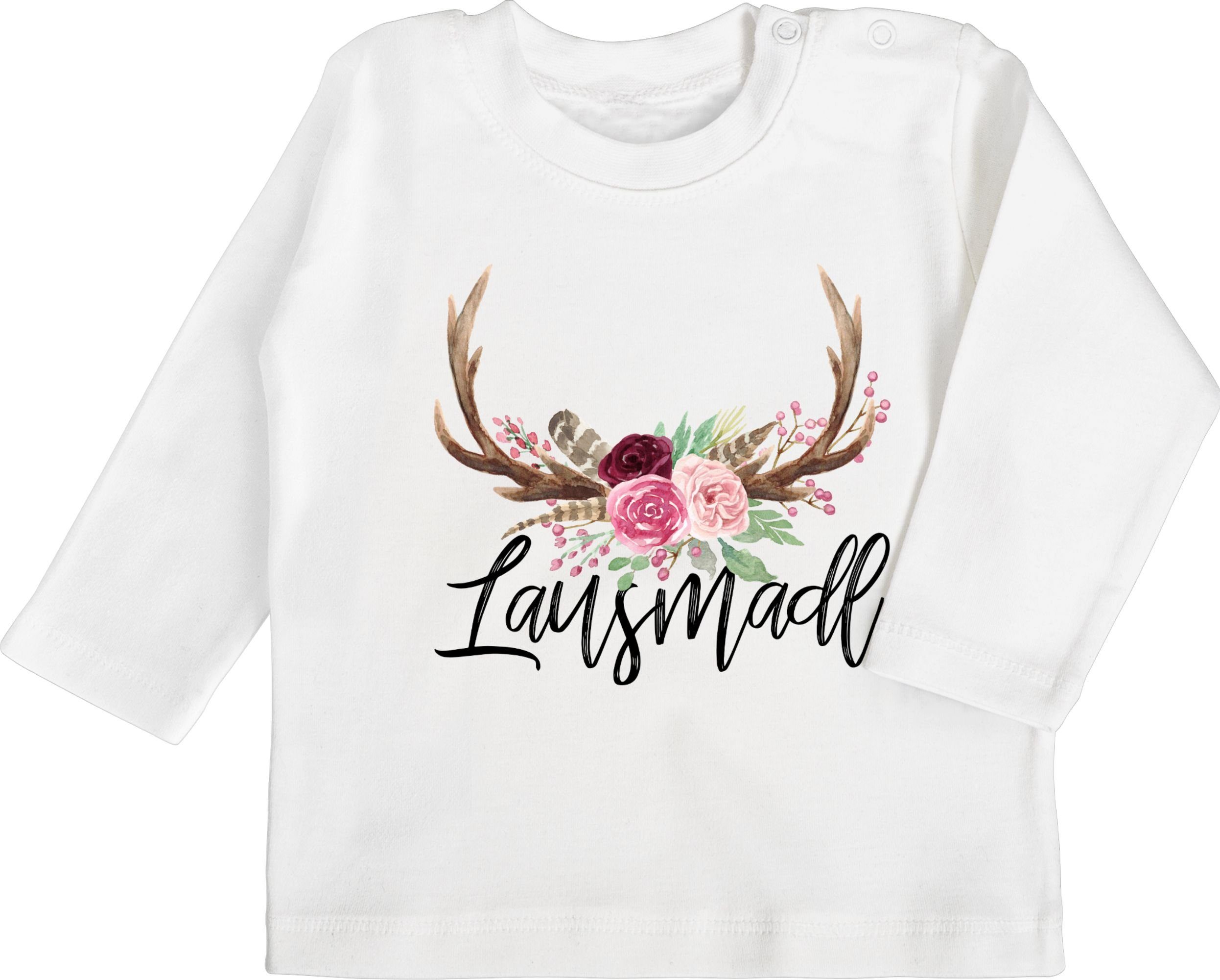 Shirtracer T-Shirt Lausmadl für Oktoberfest 1 Outfit Baby Mode Hirschgeweih Weiß
