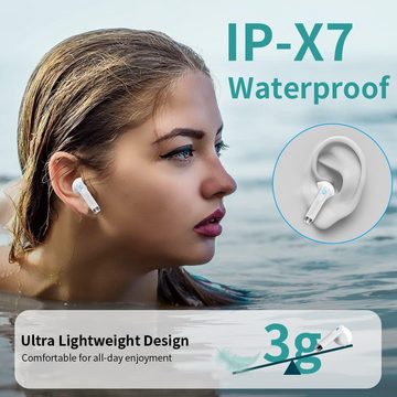 Drsaec Bluetooth 5.3 Kabellos mit ENC Dual Mic 42H Deep Bass In-Ear-Kopfhörer (Stabile Verbindung und universelle Kompatibilität für ein nahtloses Audioerlebnis, Noise Cancelling Earbuds, IP7 Ohrhörer, LED Anzeige)