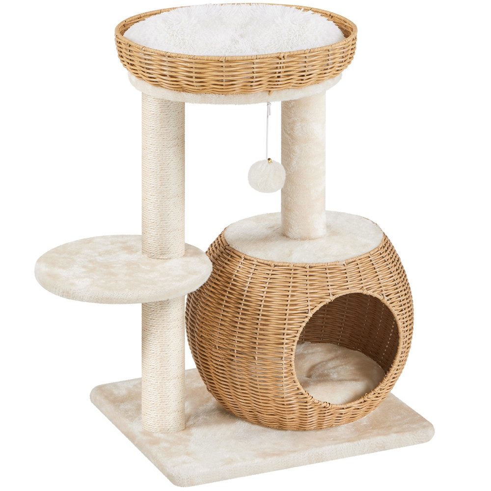 Yaheetech Kratzbaum 72 cm (H), Katzenbaum mit Katzenhöhle & Liegeplatz mit abnehmbaren Plüschmatten