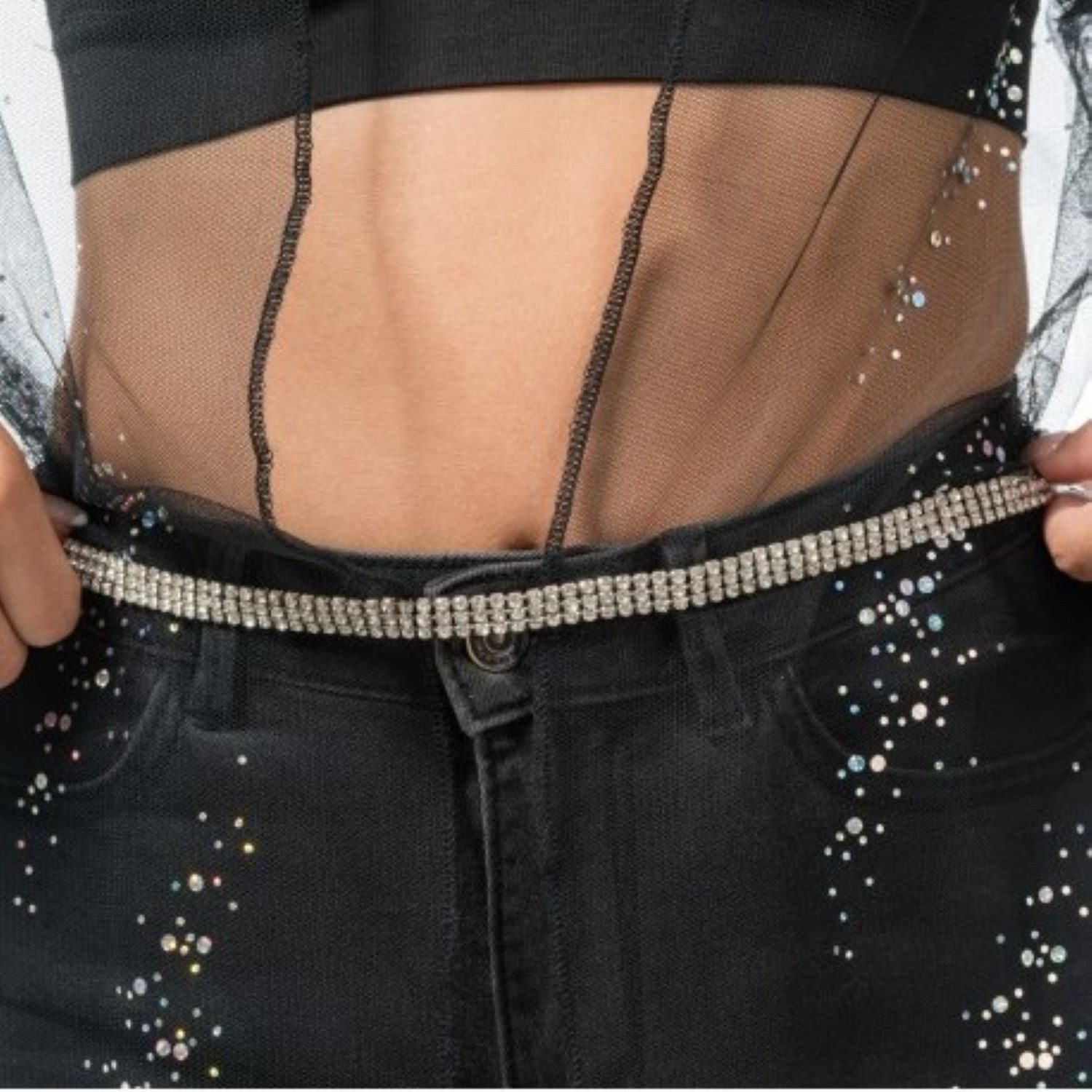 CHAKS Kostüm Festival Damen Gürtel mit Strass 113 cm, Silber günstig online kaufen