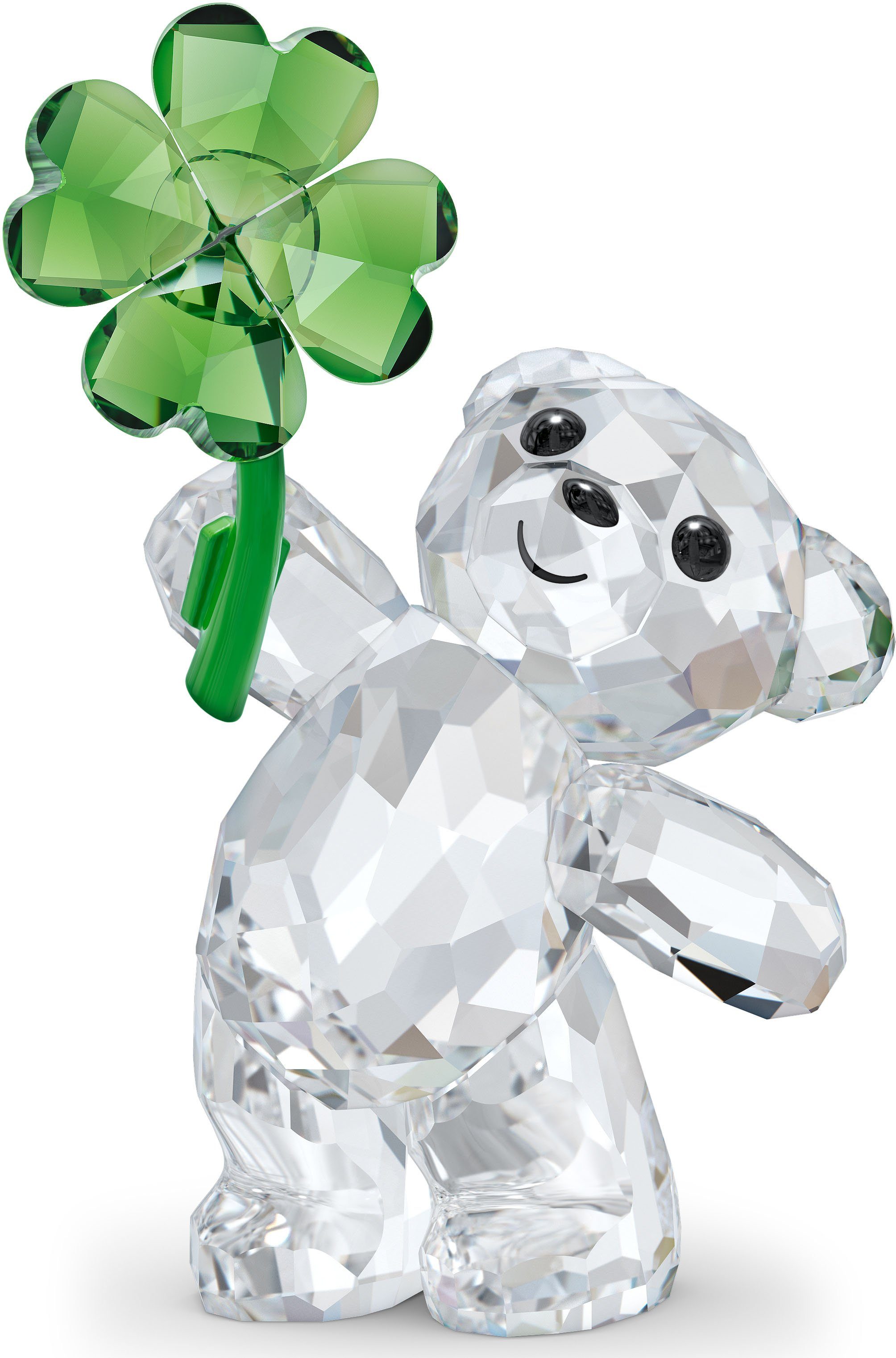 Swarovski Dekofigur Kristallfigur Glücksbär Kleeblatt Kris Bär Glücksbringer, 5557537 (1 St), Swarovski® Kristall mit schwarzem Emaille