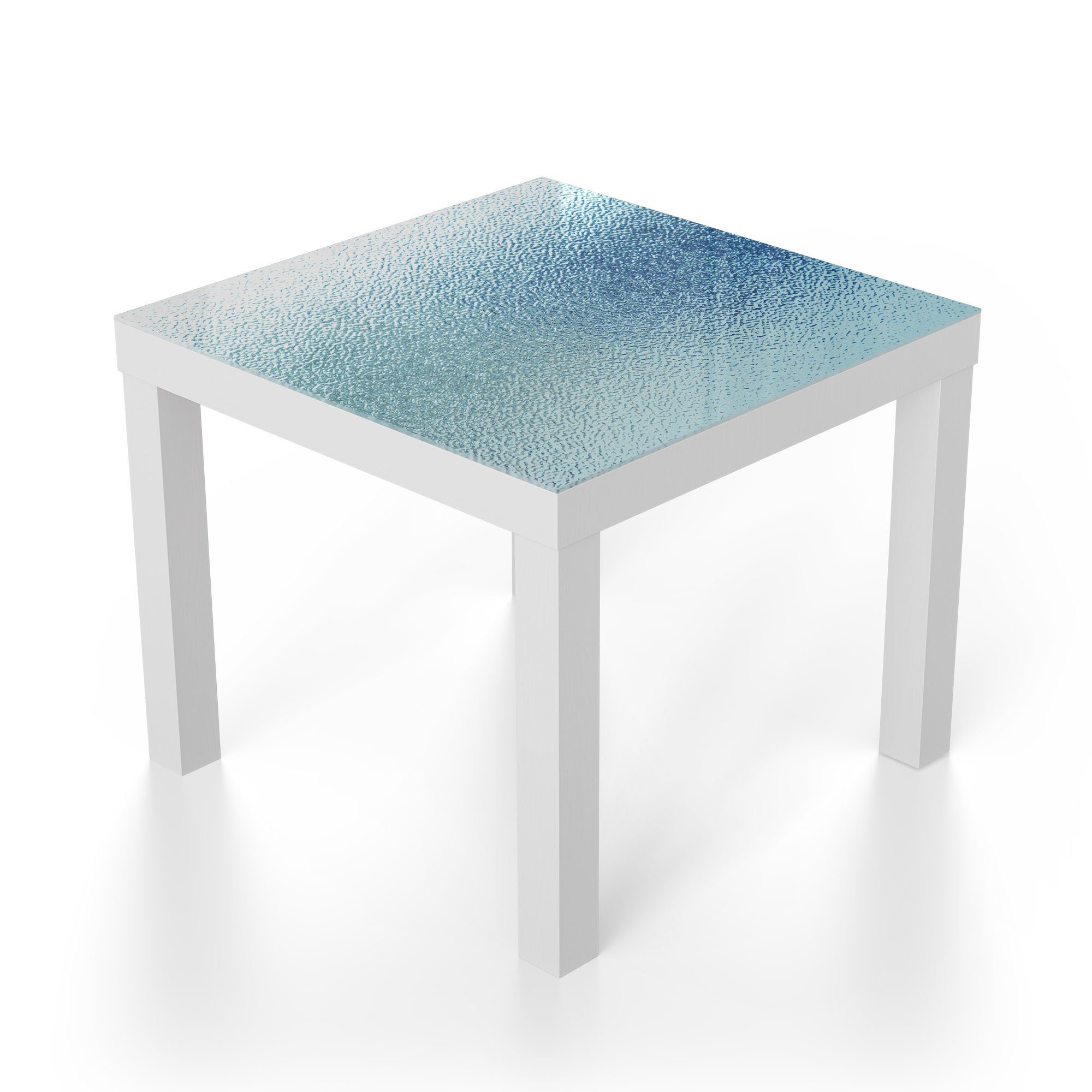 Weiß mit DEQORI Beistelltisch Glastisch Blaustich', Couchtisch modern 'Milchglas Glas