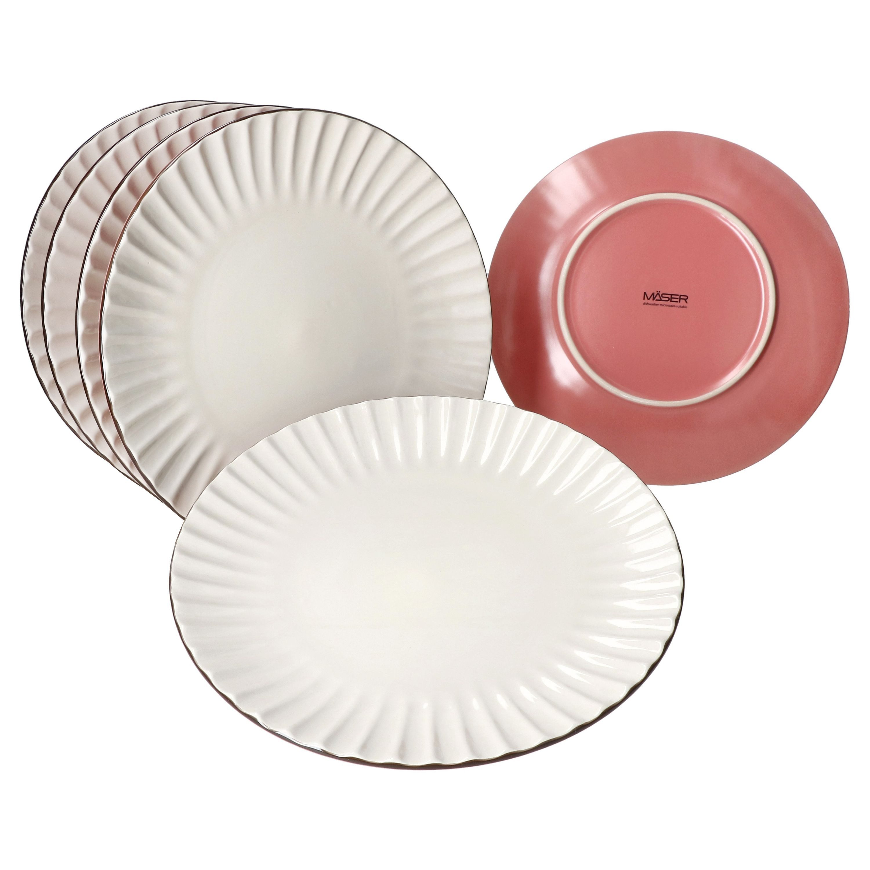 MÄSER Speiseteller Mäser OSITA Rose Weiß 6x Speiseteller Steingut große Essteller