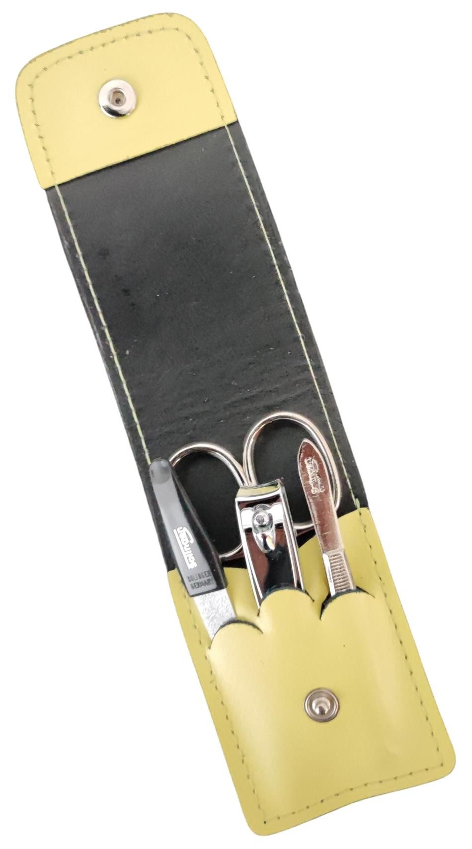 EloModa Maniküre-Etui 4-teiliges Solingen* Maniküre Set mit echt Leder Etui, Nagelschere, 4 tlg., Made in Germany