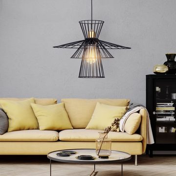 NOWA Hängeleuchte, Leuchtmittel nicht inklusive, Pendellampe Hängelampe Esstischlampe Industrial Gitter schwarz H 150cm