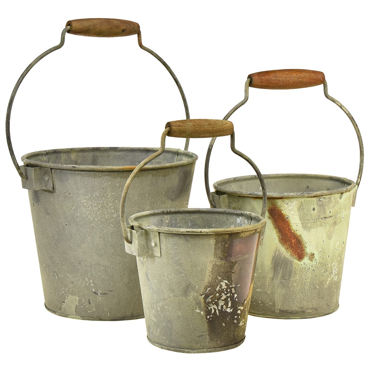 Florists Products Übertopf 3er Set Vintage Deko Eimer Metall Rostoptik, Vielseitige