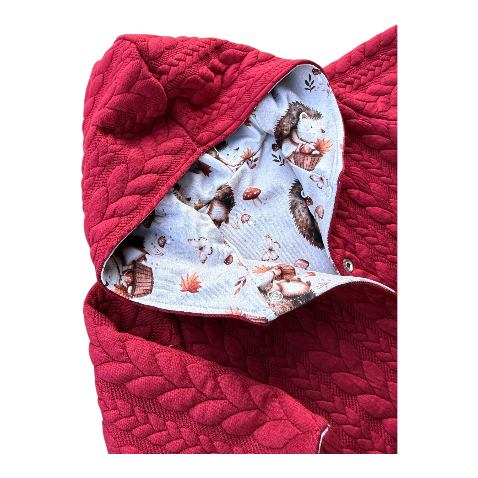Land-Juwelen Kapuzenstrickjacke Igel Herbsttraum rot