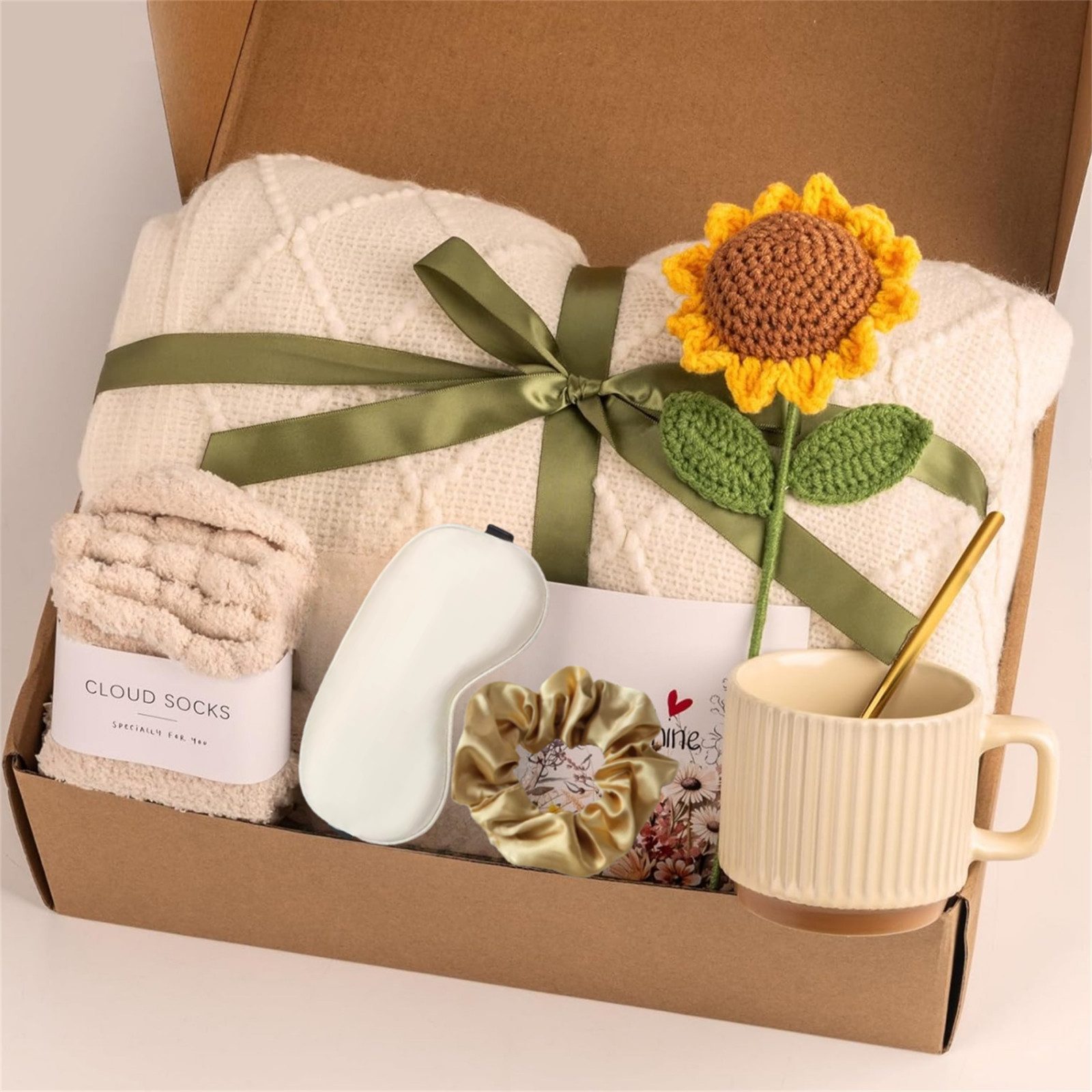 Wohndecke Pflege-Geschenkbox 8tlg, Sonnenblume Sonnenschein-Geschenkbox, HOMELIVE, Frauen Freundschaft Mutter Schwester Ehefrau Kollegin