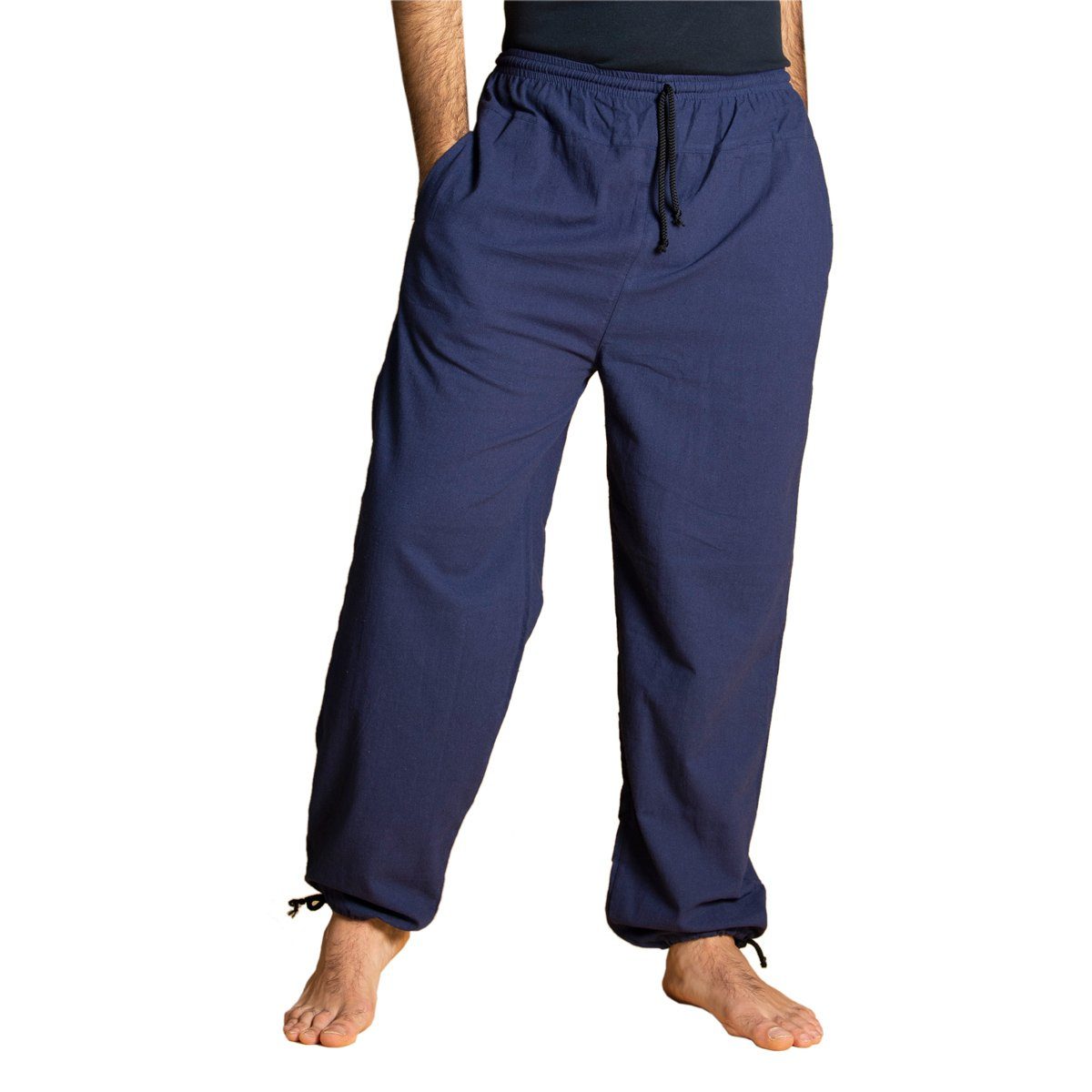 PANASIAM Wellnesshose E-Pants leichte Unisex Bundhose aus weicher Baumwolle für Damen und Herren Freizeithose mit Tunnelzug Relaxhose bequeme Sommerhose Seeblau