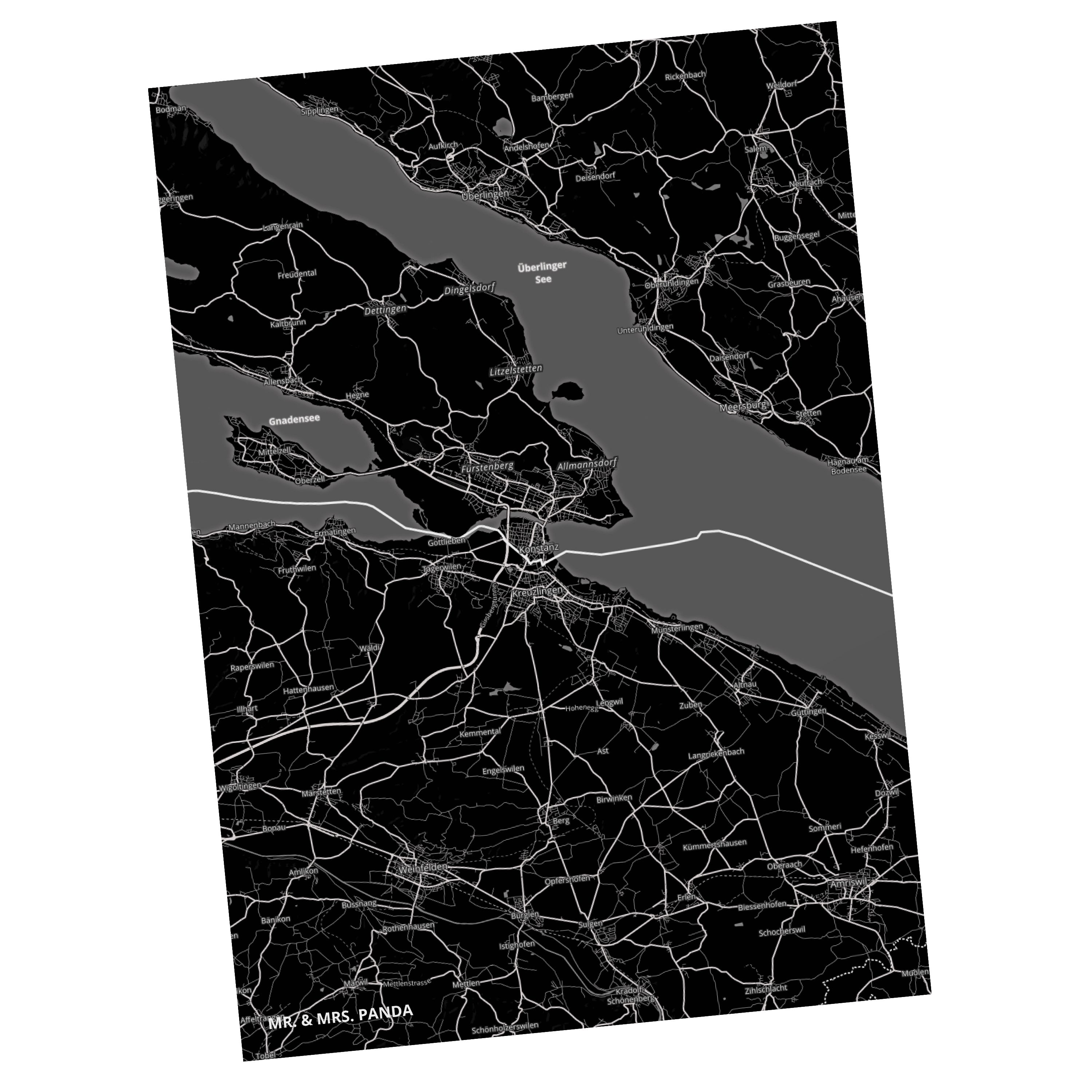 Konstanz Karte, Mrs. Stadt Dorf, Postkarte Dorf Städte, Ort, Mr. & Panda Geschenk, Landk - Karte