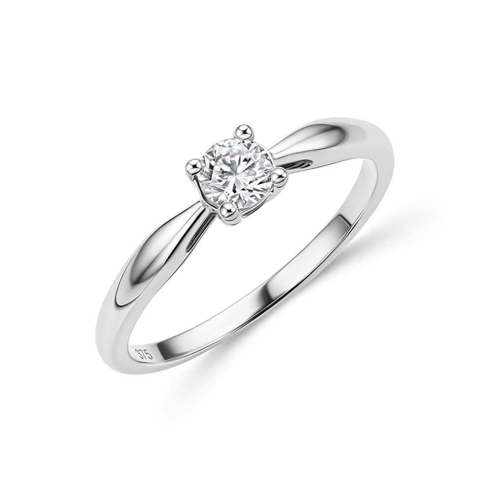 Miore Verlobungsring für Damen in 9K (375) Weißgold mit Diamant 0,15 oder 0,25 ct, 4-Krappenfassung - Echtgold