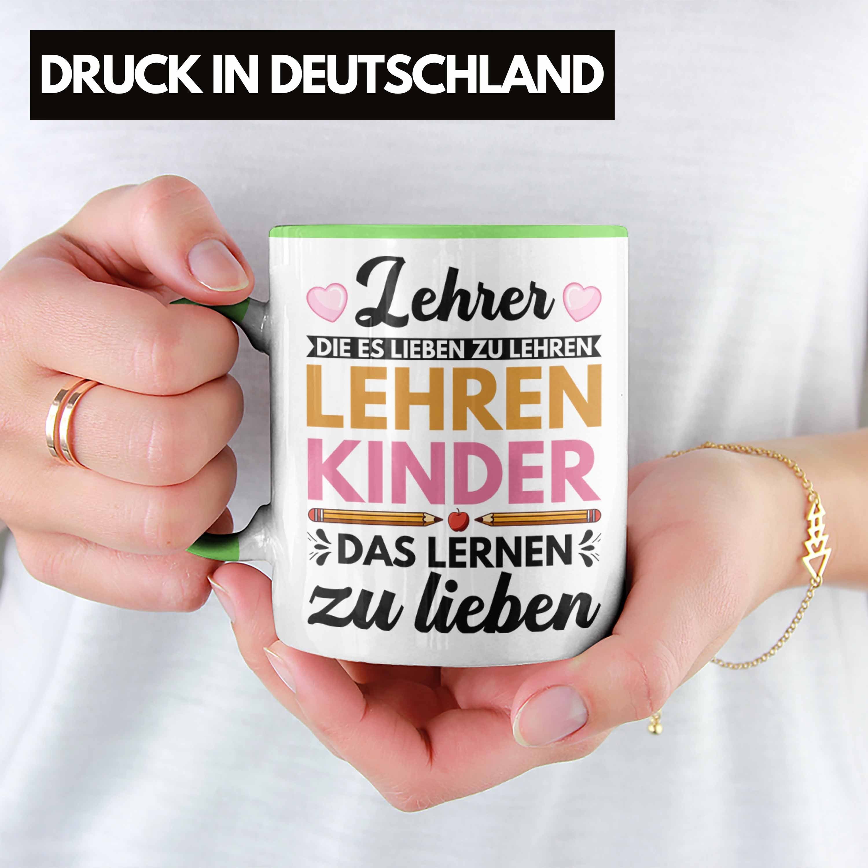 Lehrerin zum Lehrer Klassenlehrerin Abschiedsgeschenk Abschied - Trendation Tasse Geschenk Grün Tasse Danke Geschenkidee Trendation