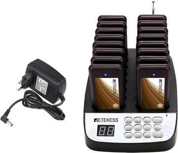 Retekess Funkgerät Retekess T113 Pager Rufsystem, Gastro pager Vibration, 500M, (Pager Rufsystem Set, 1 x Ruftaste 16 x Empfänger 1 x Netzteil 1 x Netzkabel 1 x Antenne), 1-Knopf Abschaltung,16 Pager für Fast Food, Hotel, Bar, Warten im Auto