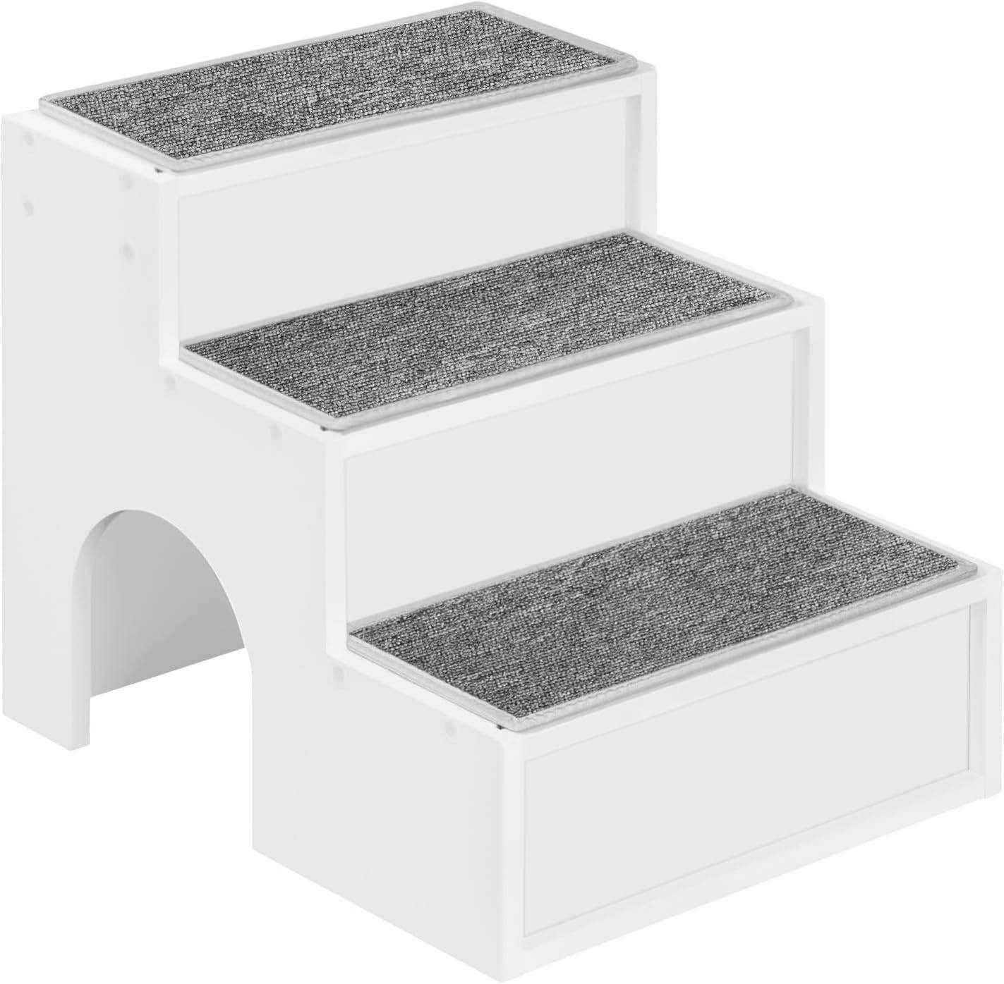 EUGAD Haustiertreppe (1-St), für Bett Sofa, mit 3 Stufen,aus E1 MDF, Weiß