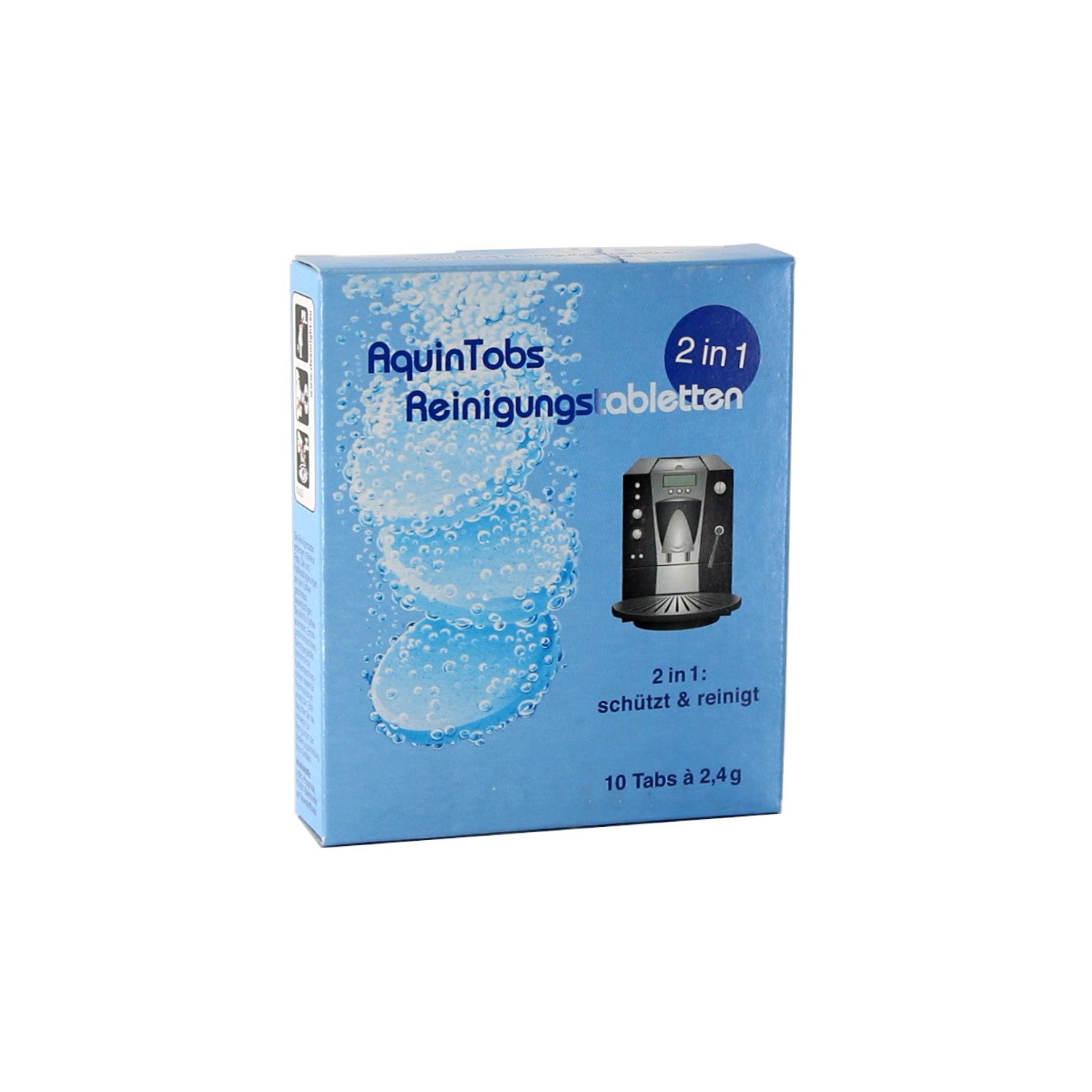 Aquintos Wasseraufbereitung Kalk- und Wasserfilter AquinTobs 2in1 Reinigungstabletten 10 x 2,4g passend für Siemens EQ, Zubehör für 10 x 2,4g, Universelle Reinigungstabletten