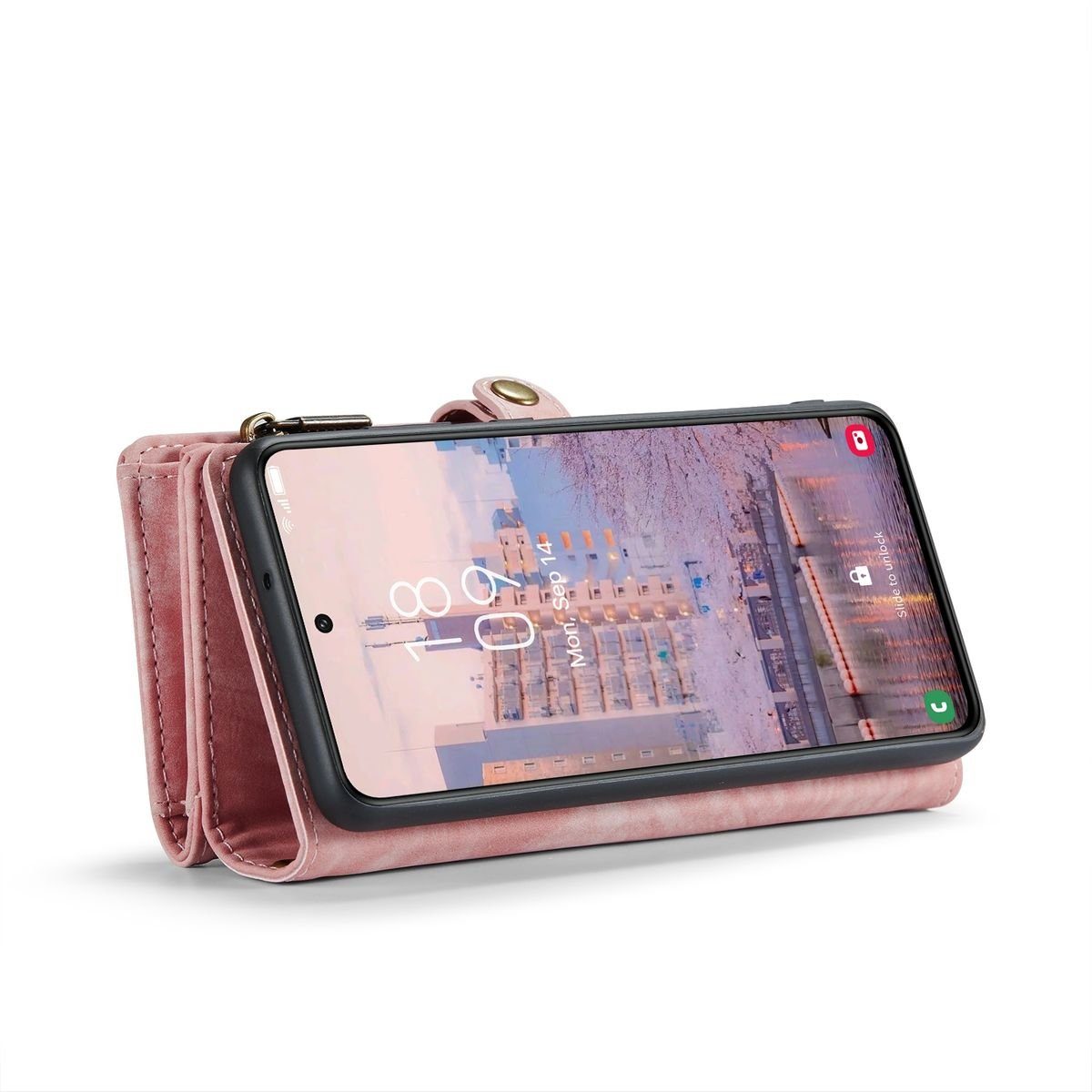 Wigento Handyhülle Für Samsung Galaxy S23 Multifunktion Teilbare Handy Tasche Geldbörse Hülle Etuis Pink – Bild 4 von 5