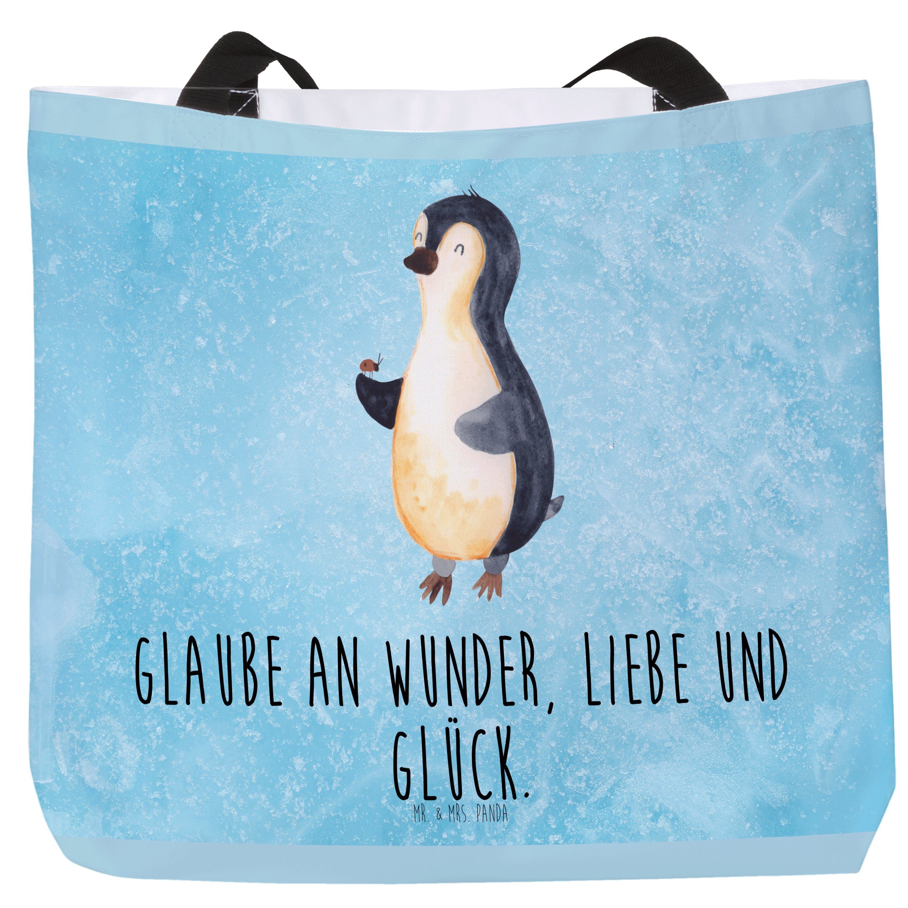 Mr. & Mrs. Panda Shopper Pinguin Marienkäfer - Eisblau - Geschenk, Glück, Beutel, Pinguine, Wu (1-tlg)