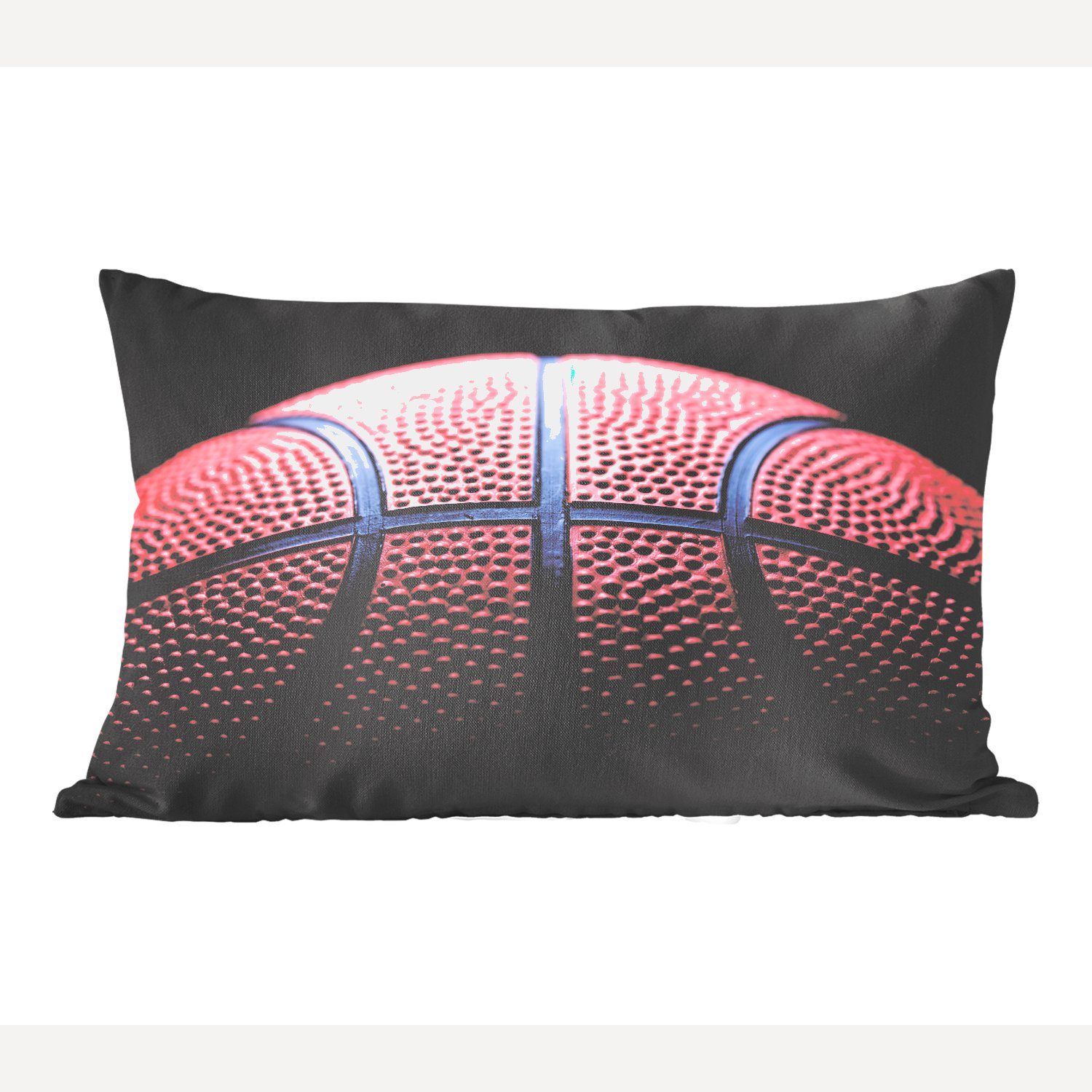 MuchoWow Dekokissen Ein Basketball auf schwarzem Hintergrund, Wohzimmer Dekoration, Zierkissen, Dekokissen mit Füllung, Schlafzimmer