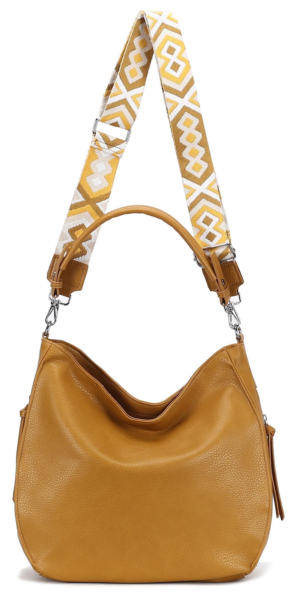 ITALYSHOP24 Schultertasche DAMEN TASCHE SHOPPER Hobo Cross Over Bag Reisetasche Umhängetasche, LEDER OPTIK Beuteltasche Cross body für Schule Reise Freizeit Urlaub