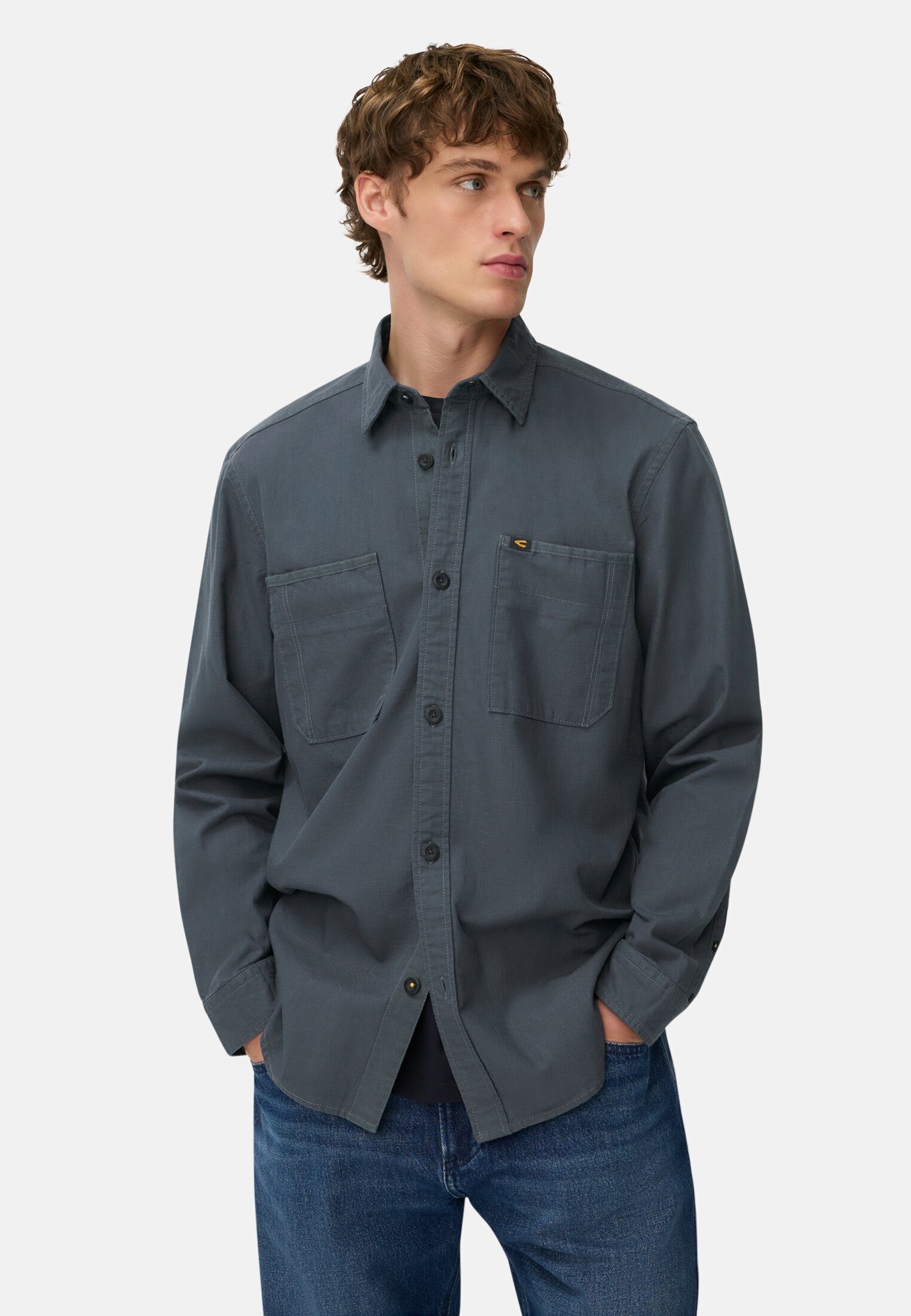 camel active Langarmhemd mit Kentkragen und Brusttaschen Langarm Button-Dow günstig online kaufen