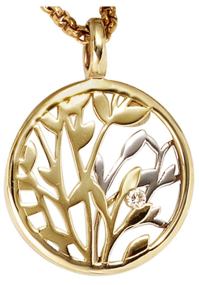 JOBO Runder Anhänger, 585 Gold bicolor ... JOBO Runder Anhänger, 585 Gold bicolor ...