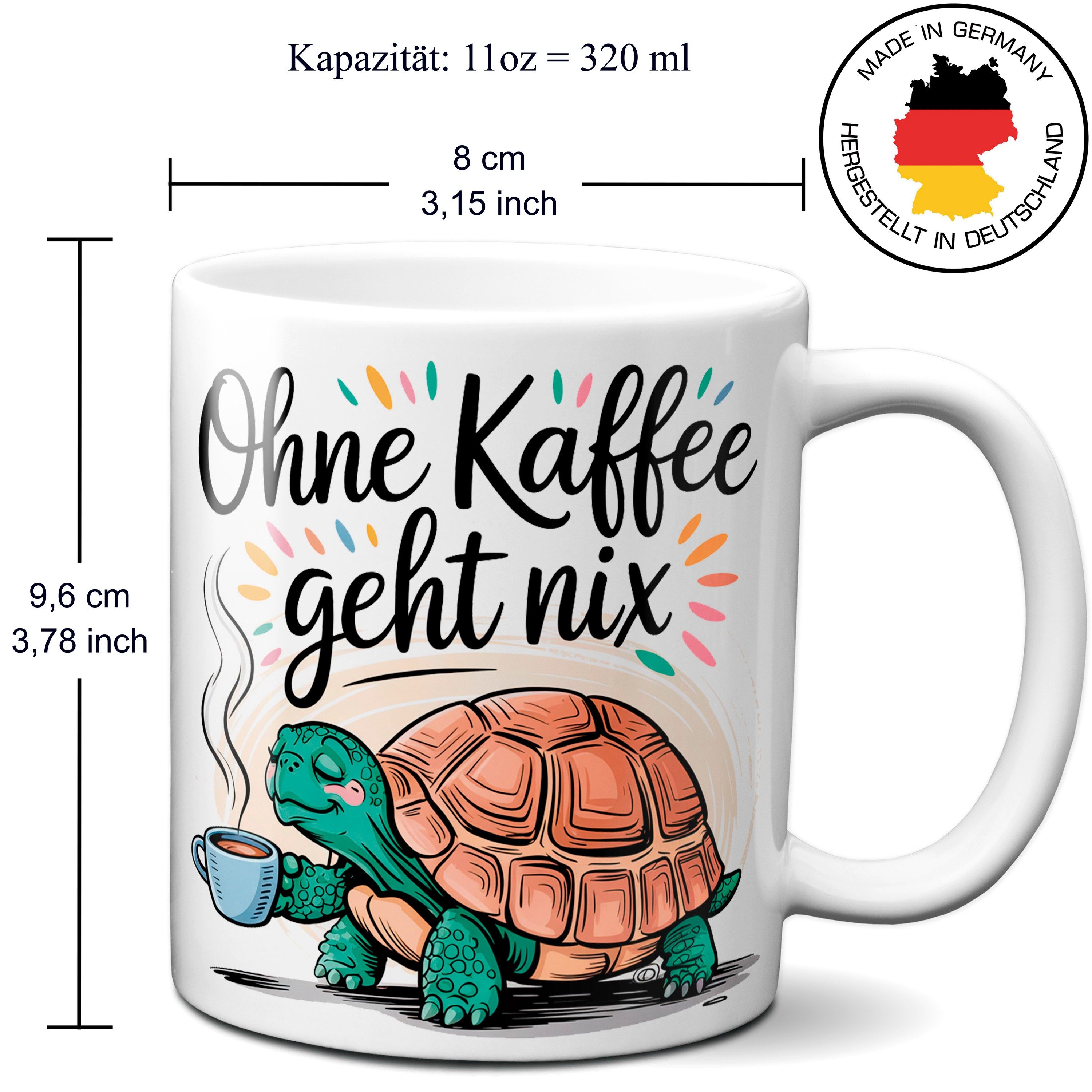 TASSENKING Tasse, Schildkröte - Ohne Kaffee geht nix (weiß)
