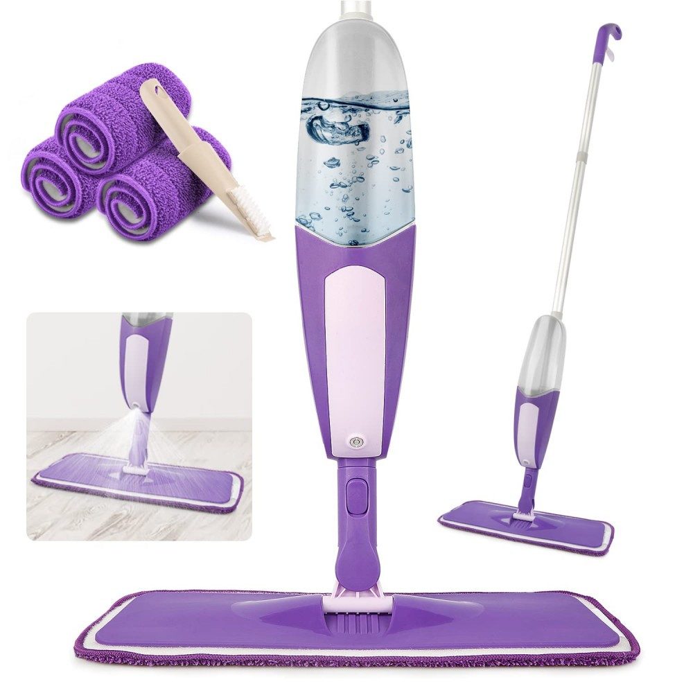 HUGERSTONE Sprühwischer Wischer mit Sprühfunktion, Sprühwischer Bodenwischer mit Wassertank (mit 3 Waschbaren Mikrofaser Pads für alle Böden) 360 Grad Rotierender Wischmopp Spray Mop Wischer Boden