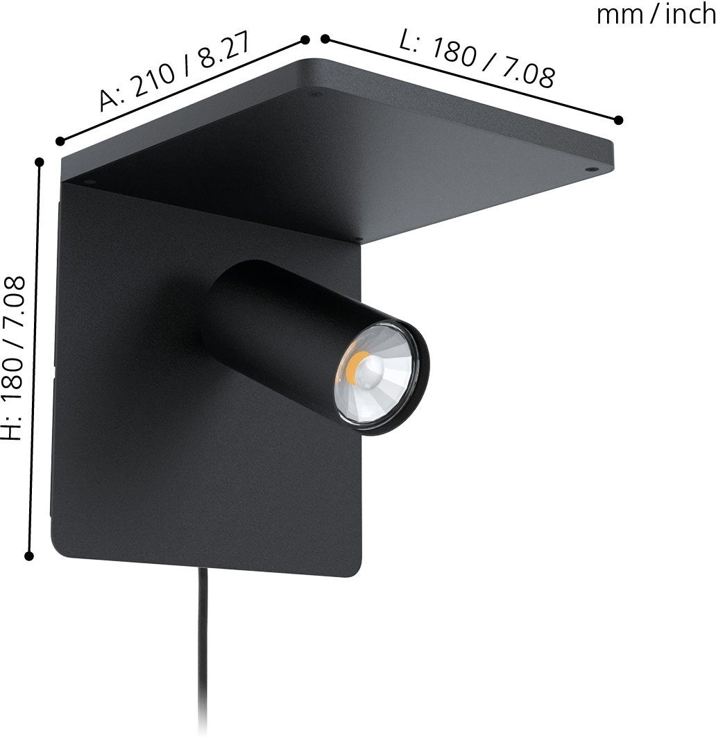 EGLO Wandleuchte CIGLIE, LED wechselbar, Warmweiß, QI-charger