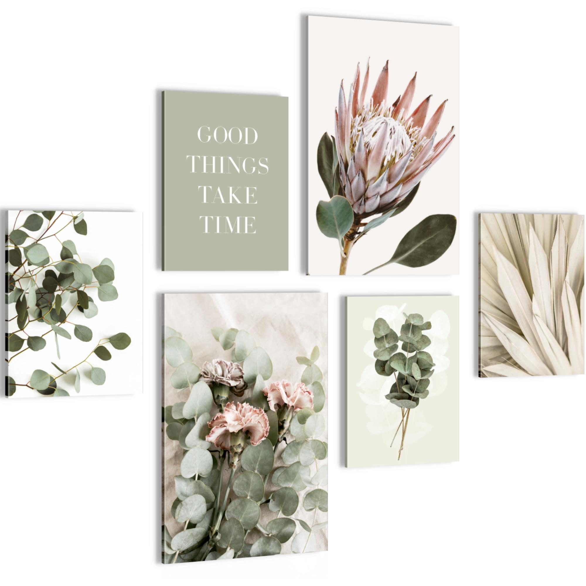 Novart Wandbild Natur Landschaft Beige KEIN EXTRA RAHMEN BENÖTIGT Modern Deko Bilder, Blätter